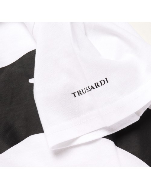 TRUSSARDI T-SHIRT - WHITE & BLACK - COTTON