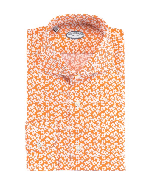 VINCENZO DI RUGGIERO DRESS SHIRT - ORANGE & WHITE - COTTON