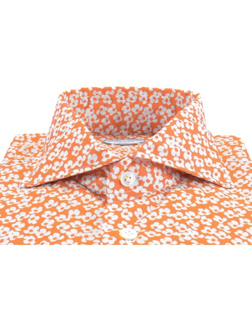 VINCENZO DI RUGGIERO DRESS SHIRT - ORANGE & WHITE - COTTON