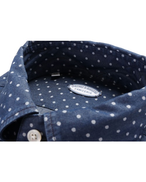 VINCENZO DI RUGGIERO DRESS SHIRT - BLUE - COTTON
