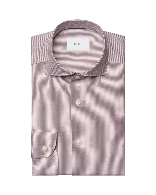 ETON SHIRT - WHITE & BURGUNDY - COTTON
