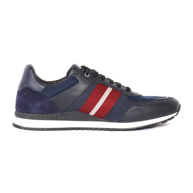 BALLY SNEAKERS CALFSKIN CANVAS NAVY BLUE