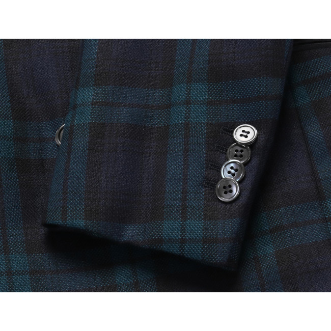 EIDOS by ISAIA TUXEDO JACKET - BLUE, BLACK & GREEN - SILK & WOOL