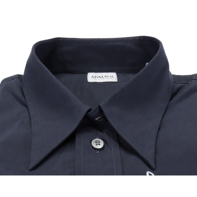 ARMANI COLLEZIONI SHIRT NAVY BLUE STRETCH COTTON