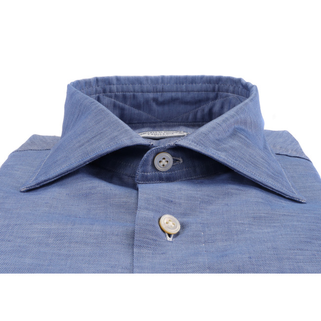 大人気新品  VINCENZO LINEN & COTTON - BLUE - SHIRT DRESS RUGGIERO DI トップス