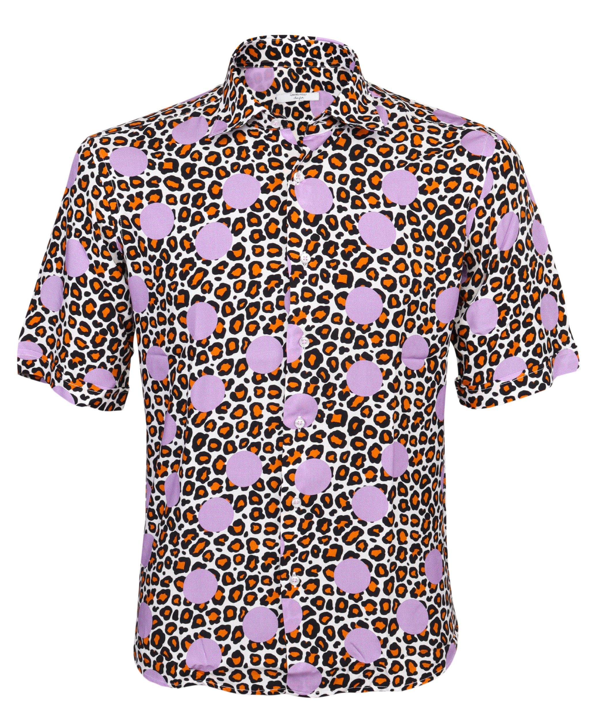 ADRIANO LANGELLA SHIRT - WHITE, BLACK, ORANGE & PURPLE - VISCOSE