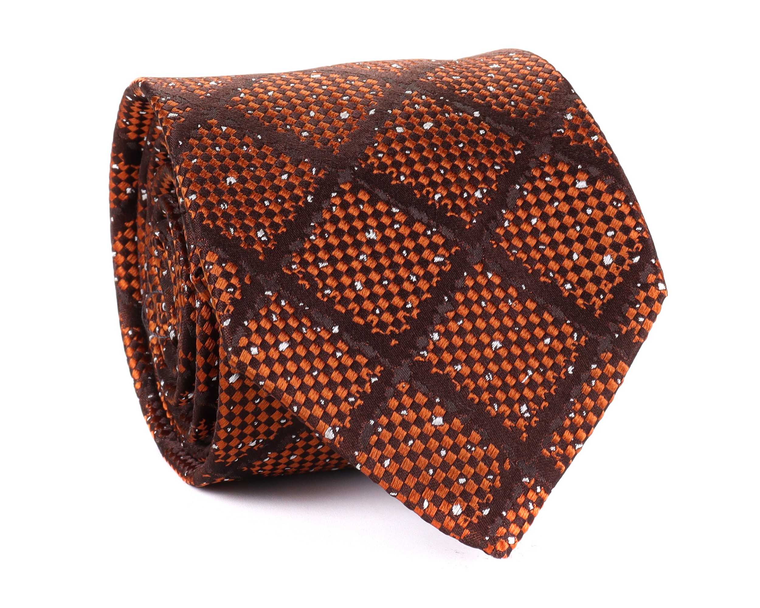 ALTEA TIE - RUST & BROWN - PURE SILK