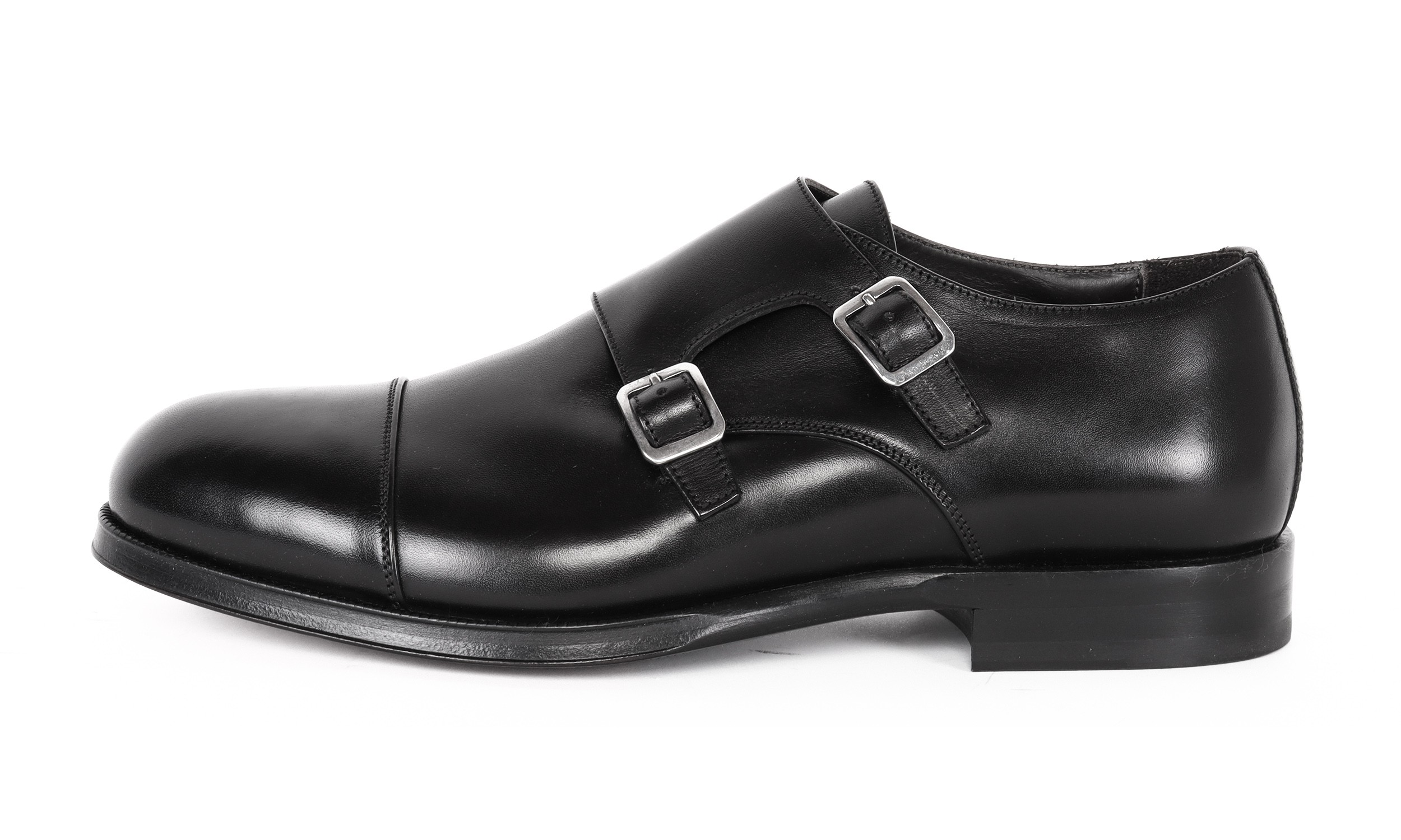 BELSIRE MILANO DOUBLE BUCKLE SHOES - CALFSKIN  - BLACK