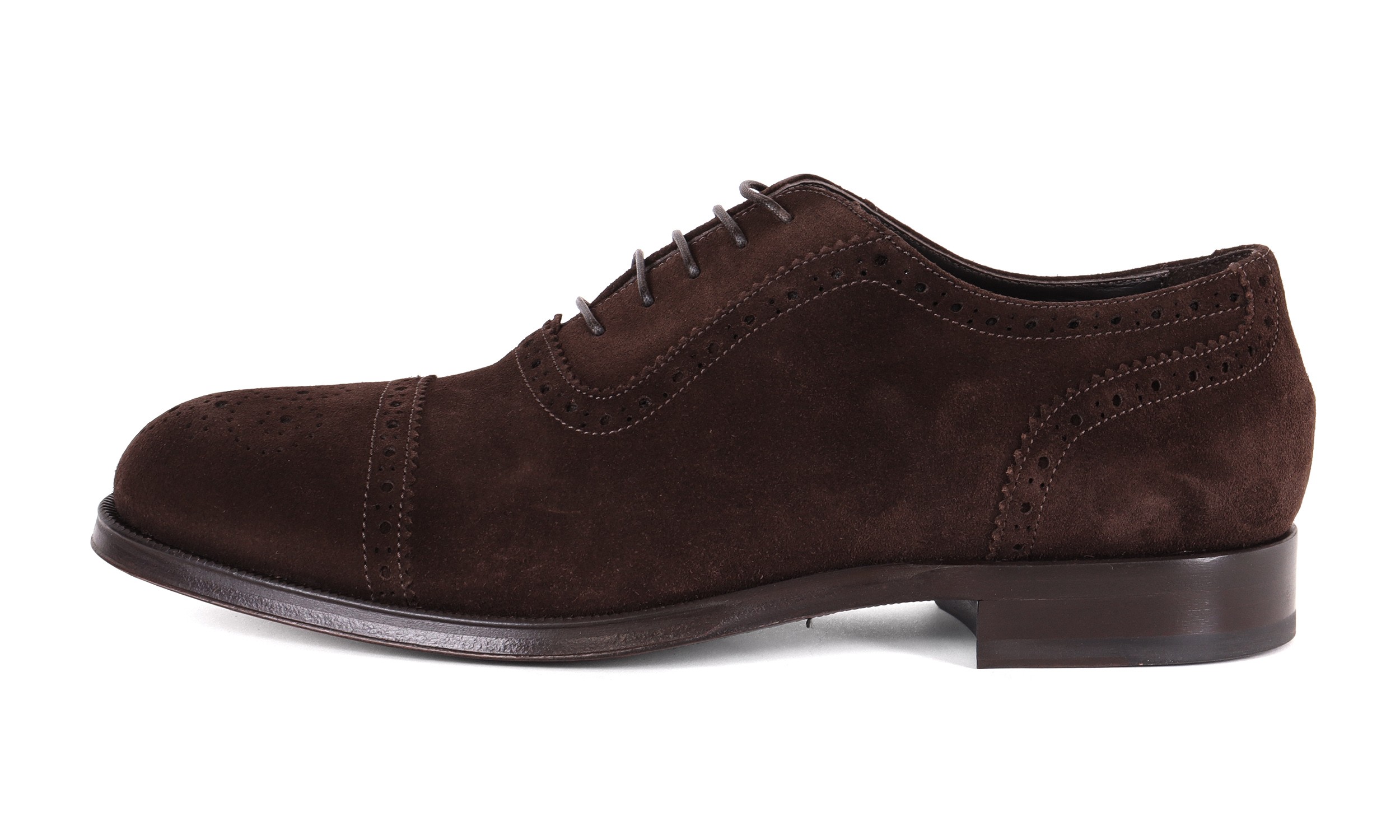 BELSIRE MILANO OXFORD SHOES - CALFSKIN SUEDE  - DARK BROWN
