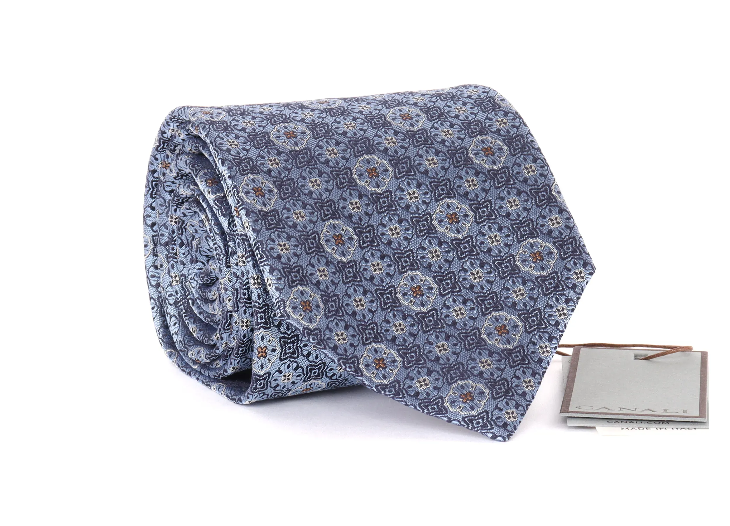 CANALI TIE - BLUE & BROWN - PURE SILK