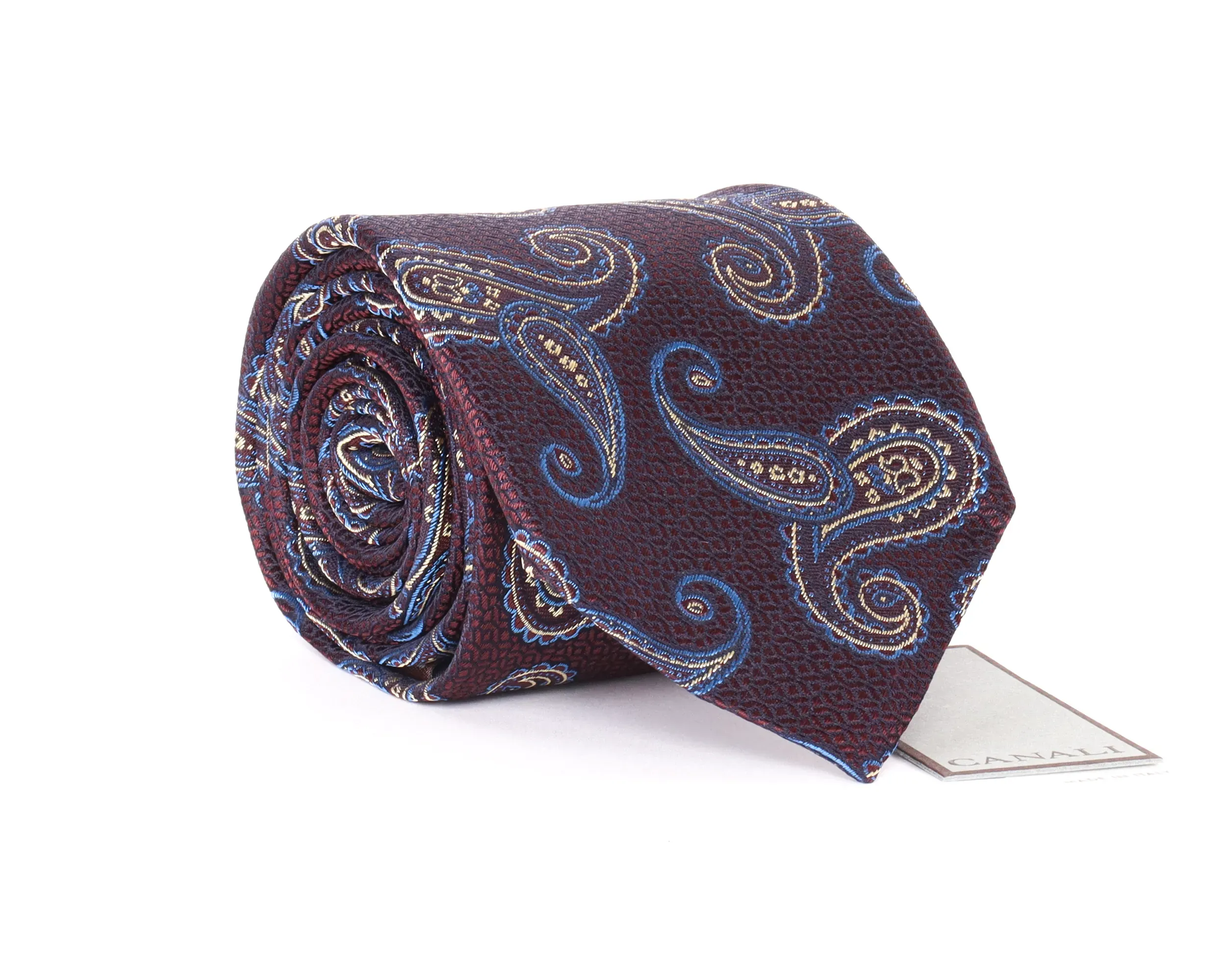 CANALI TIE - BROWN & BLUE - PURE SILK