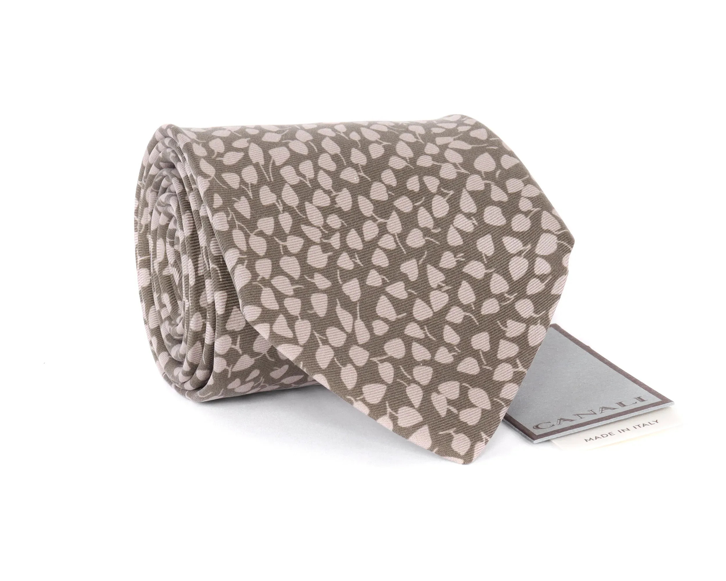 CANALI TIE - GREEN & BEIGE - PURE SILK