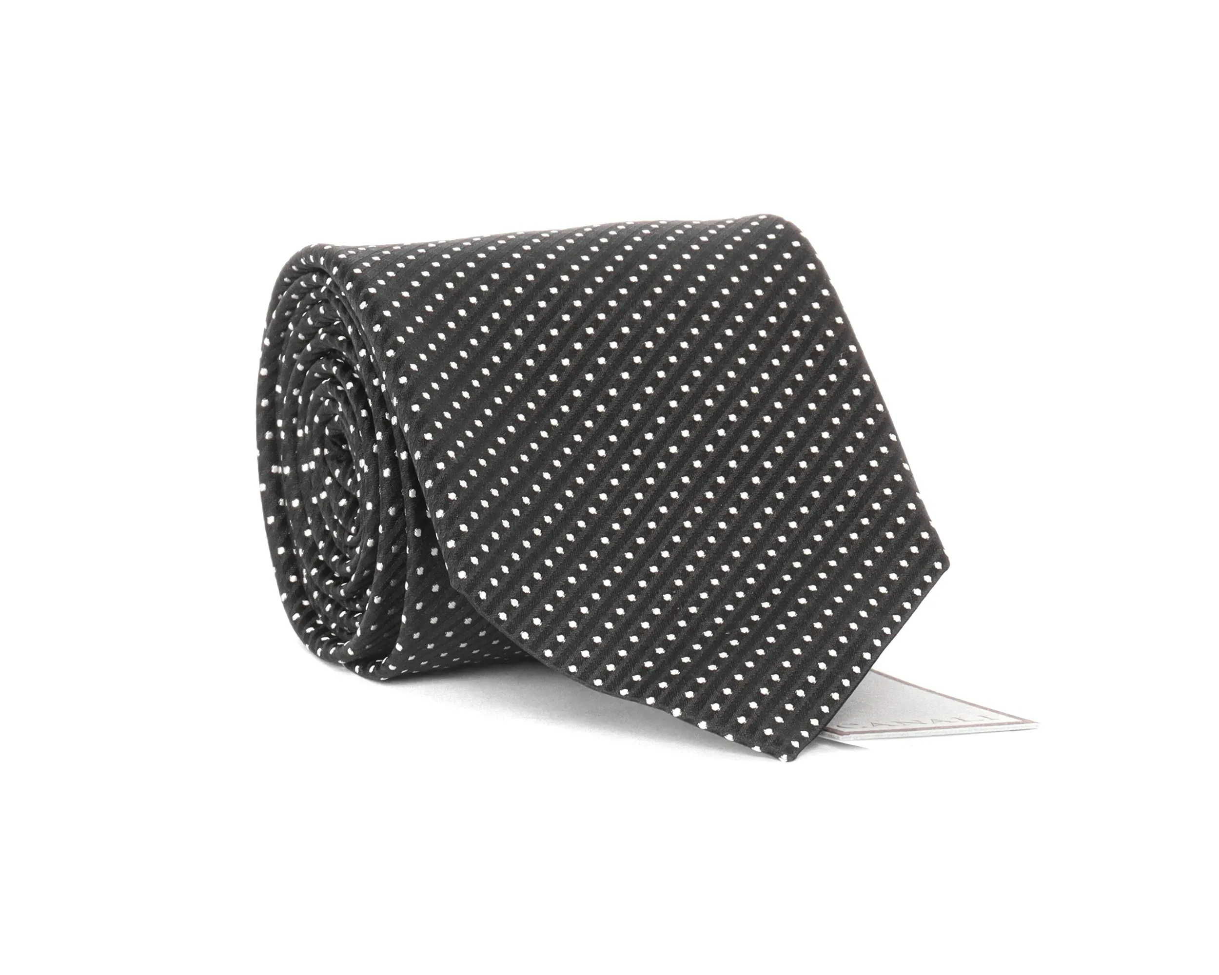 CANALI TIE - BLACK & WHITE - PURE SILK