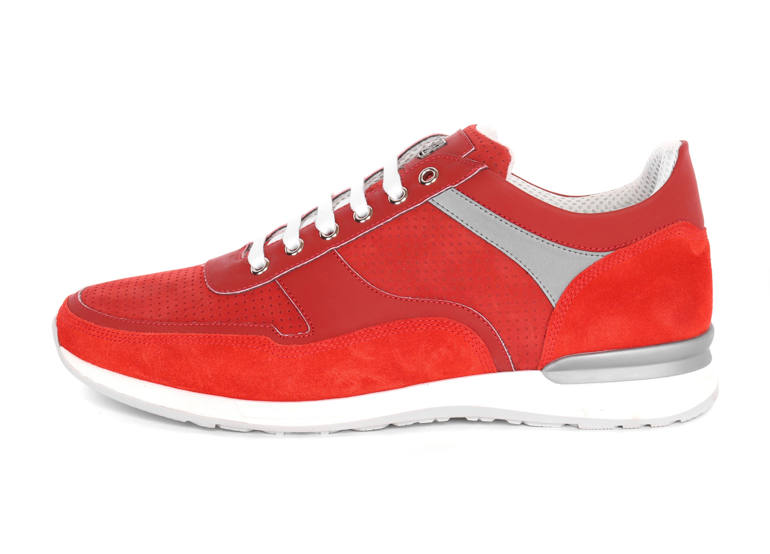 CORNELIANI SNEAKERS - CALFSKIN - RED & GREY