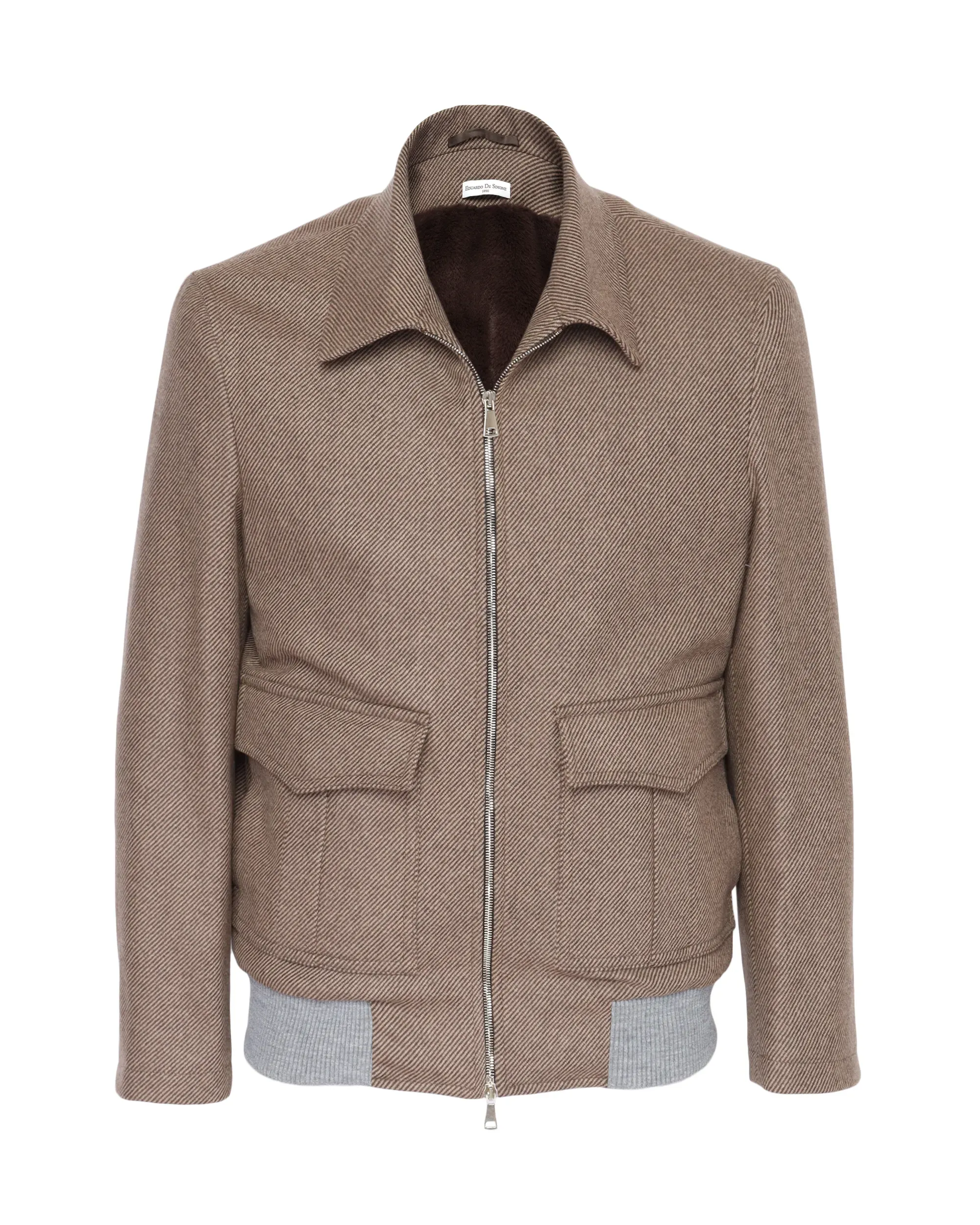 EDUARDO DE SIMONE SARTORIAL BOMBER - GREY & BEIGE - WOOL & ECO-FRIENDLY FAUX FUR LINING