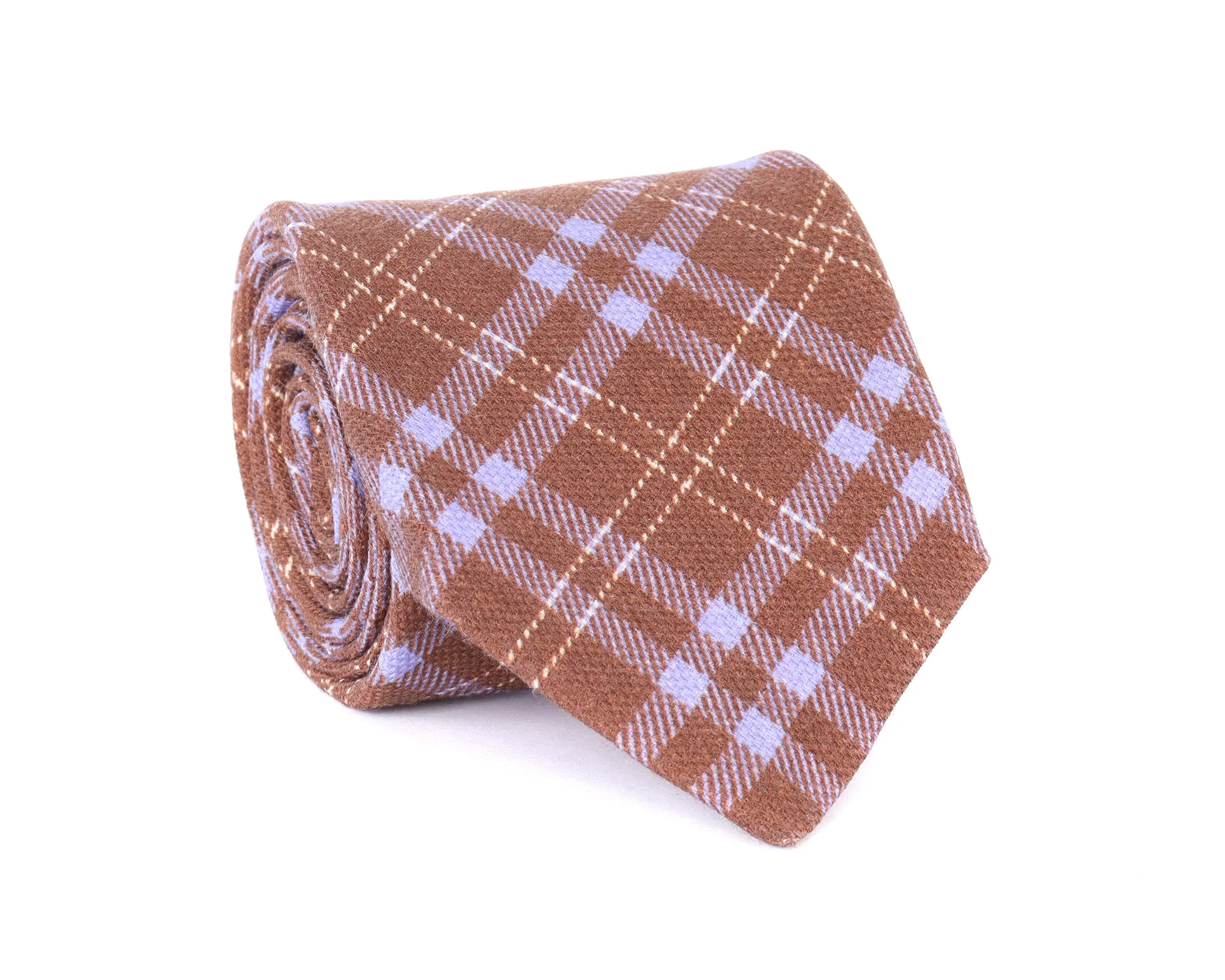 EIDOS by ISAIA TIE - BROWN & PURPLE - WOOL & SILK