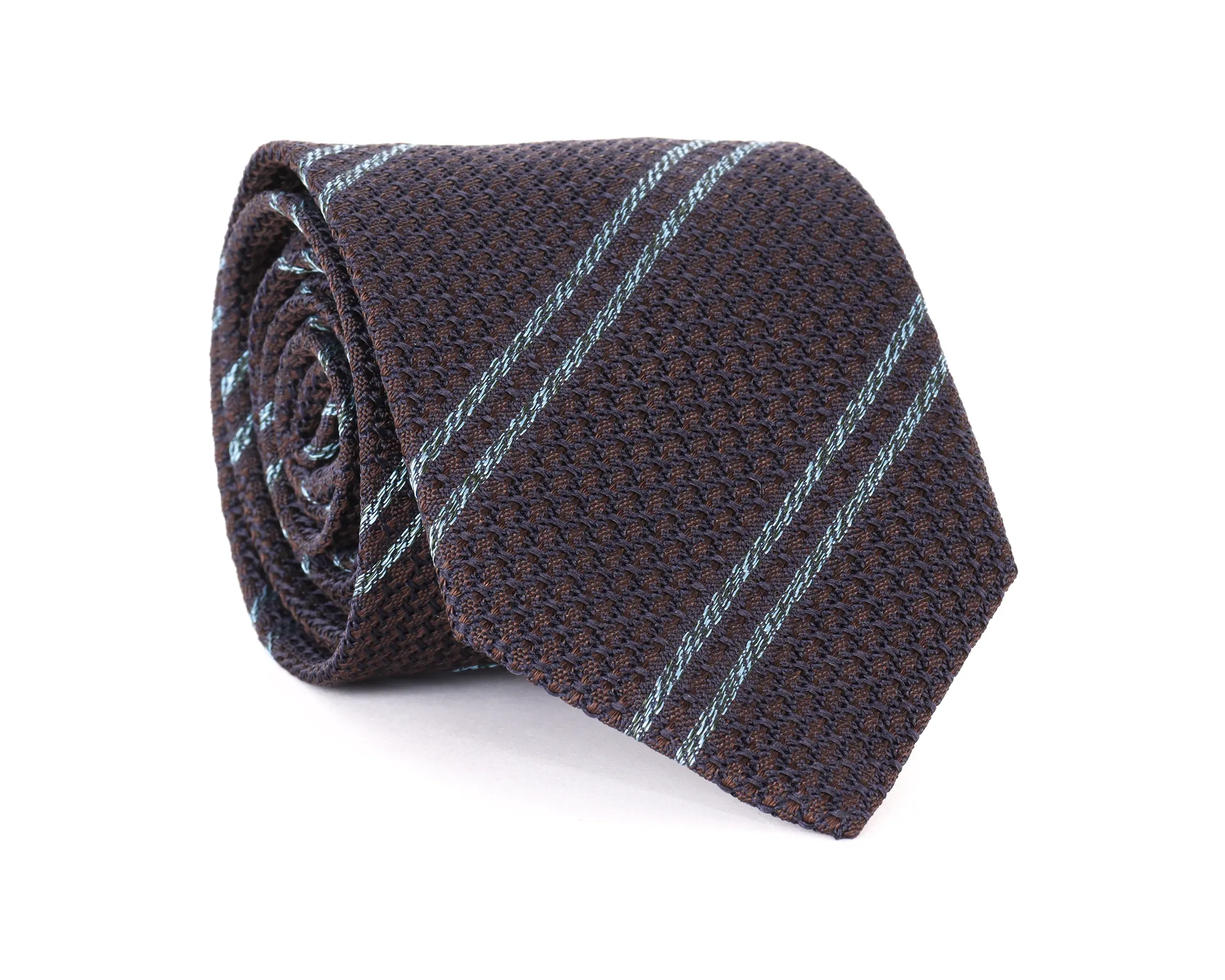 EIDOS by ISAIA TIE - BROWN & BLUE - PURE SILK
