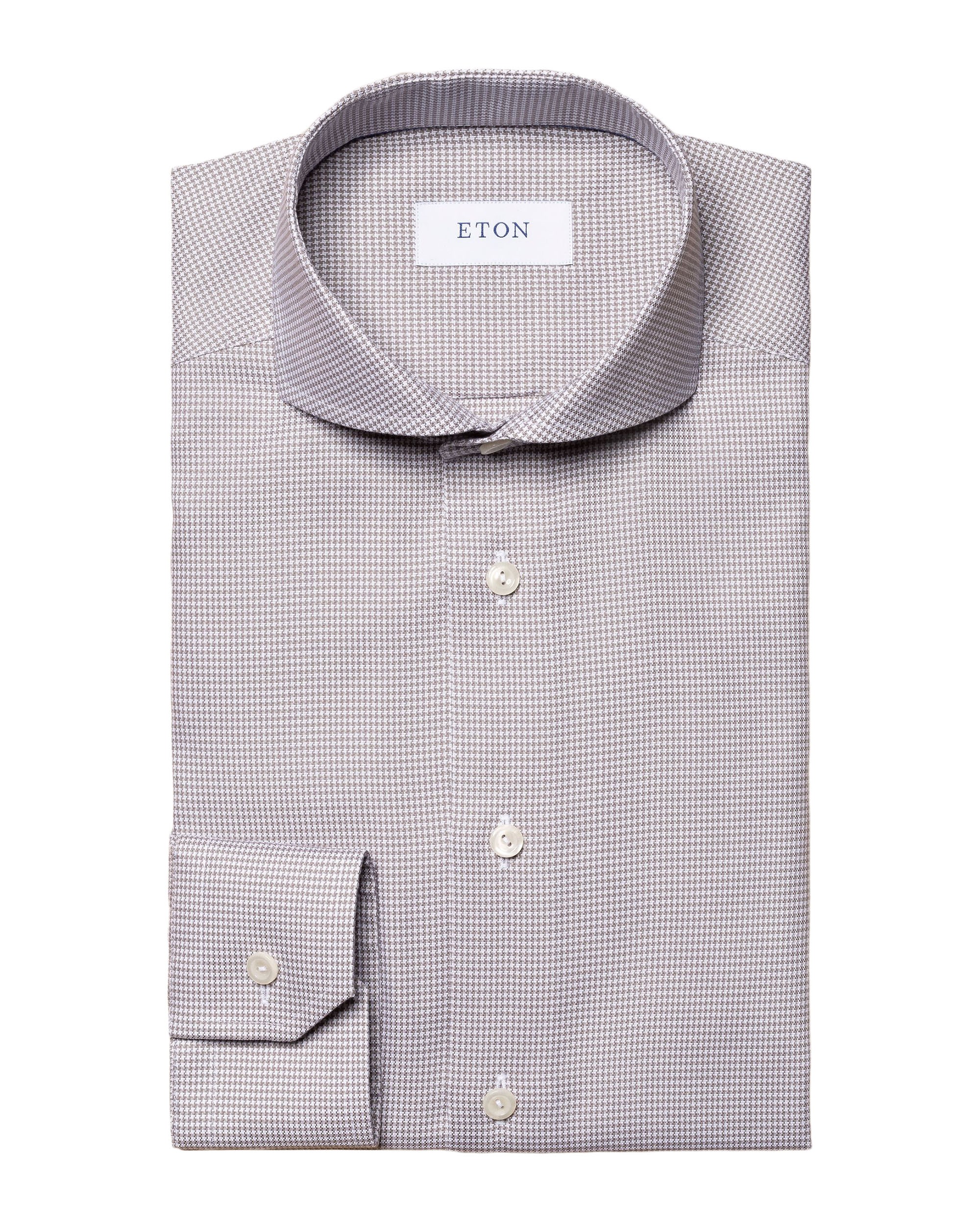 ETON SHIRT - WHITE & BROWN - COTTON