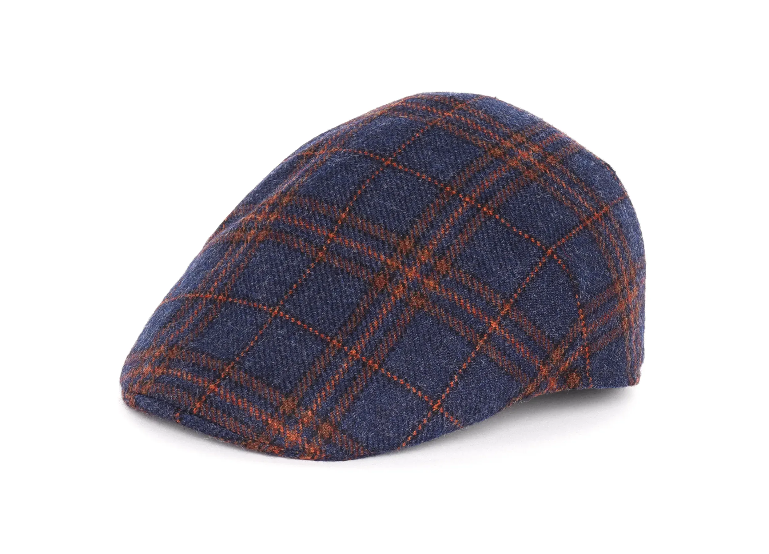EZZELINO ASCOT CAP - BLUE & RUST - WOOL TWEED