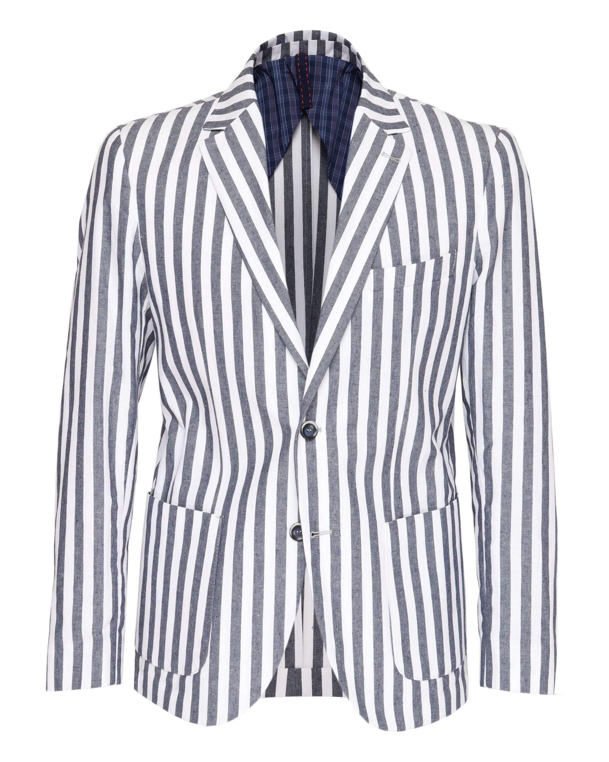 EZZELINO SPORT COAT - BLUE & WHITE - COTTON & LINEN