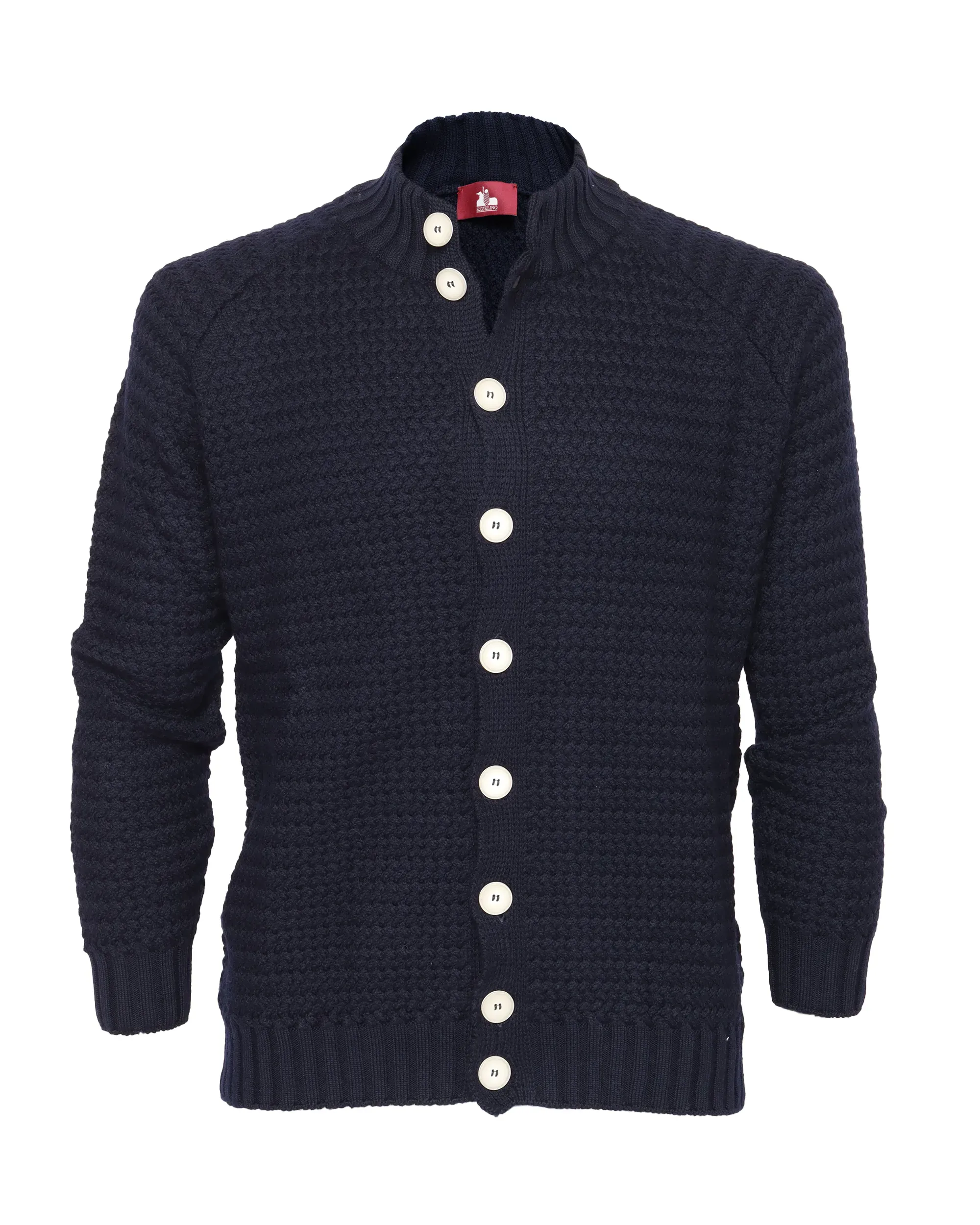 EZZELINO 6-PLY CARDIGAN SWEATER - NAVY BLUE - MERINO WOOL