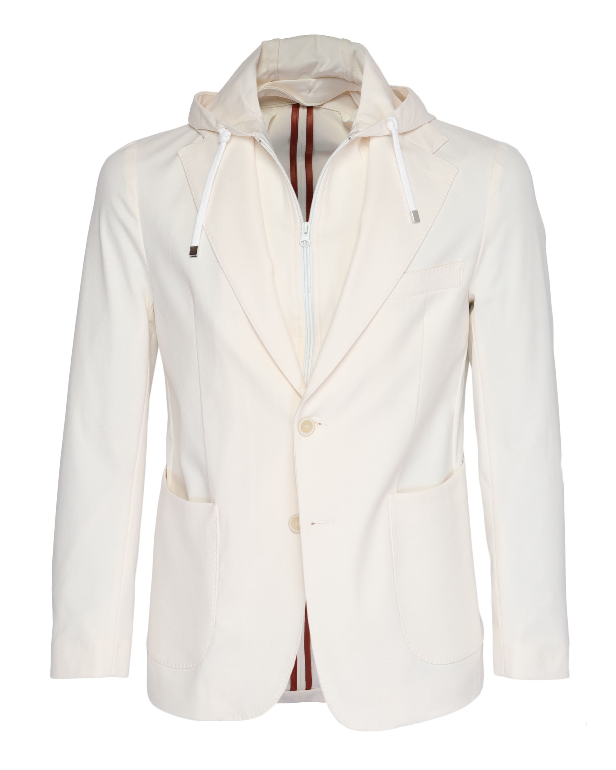 EZZELINO HOODED SPORT COAT - OFF-WHITE - STRETCH COTTON