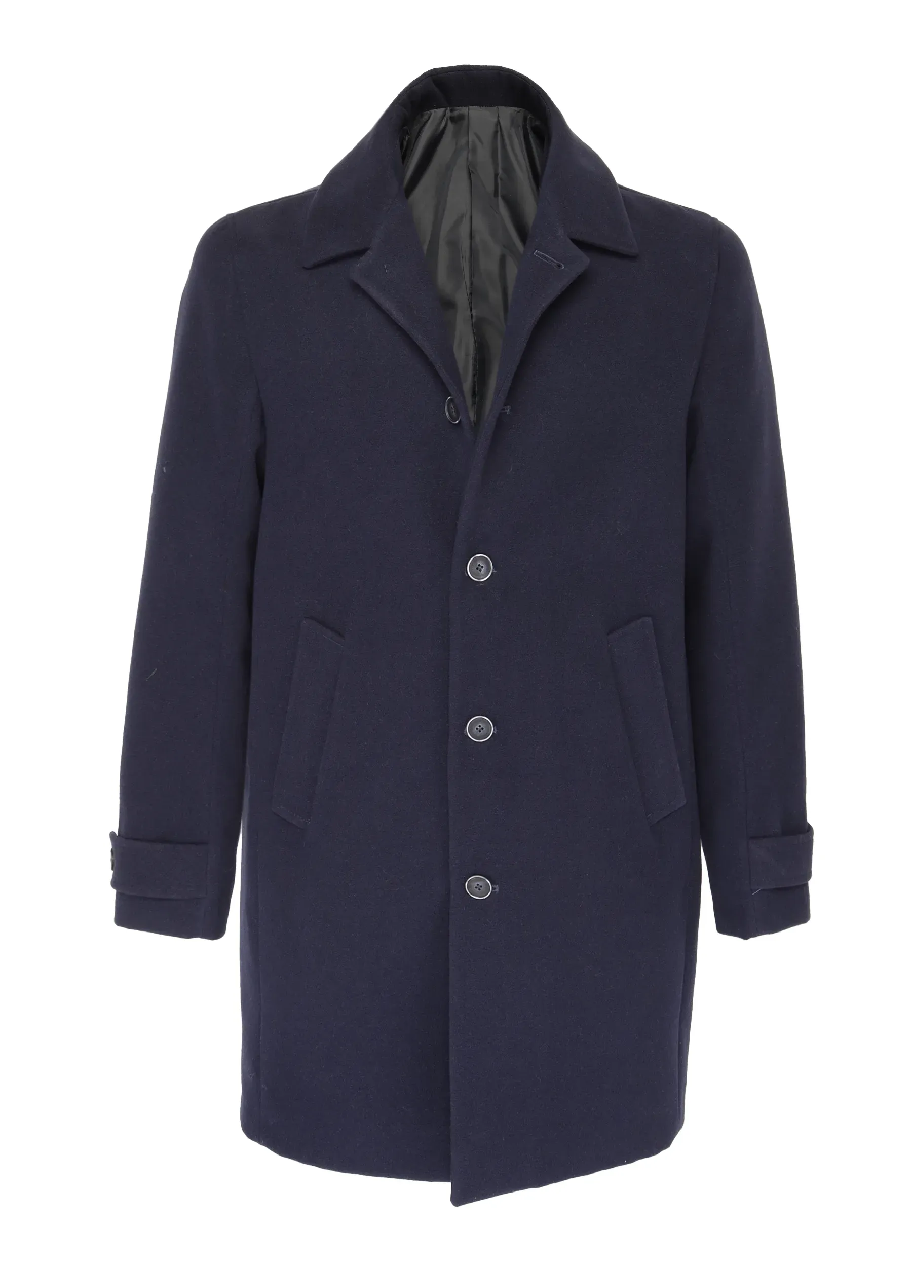 EZZELINO OVERCOAT - NAVY BLUE - STRETCH WOOL & COTTON