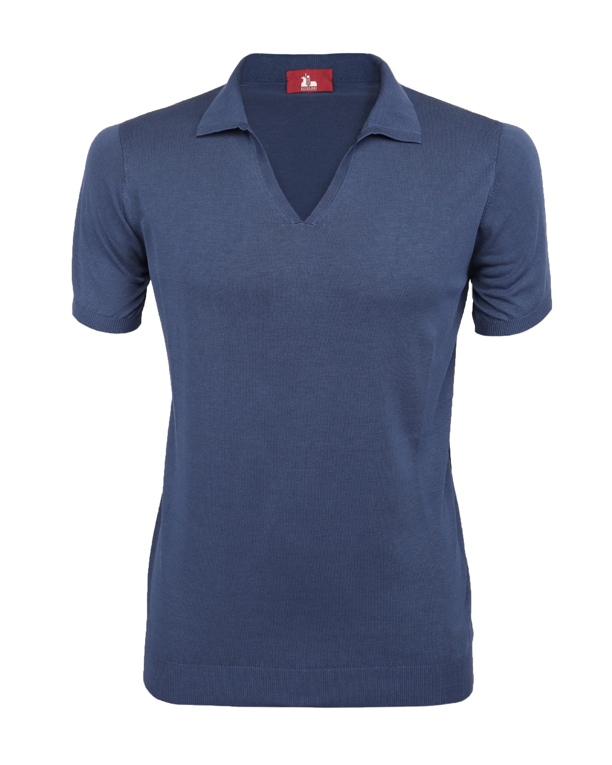 EZZELINO POLO SWEATER - AVION BLUE - COTTON & LINEN