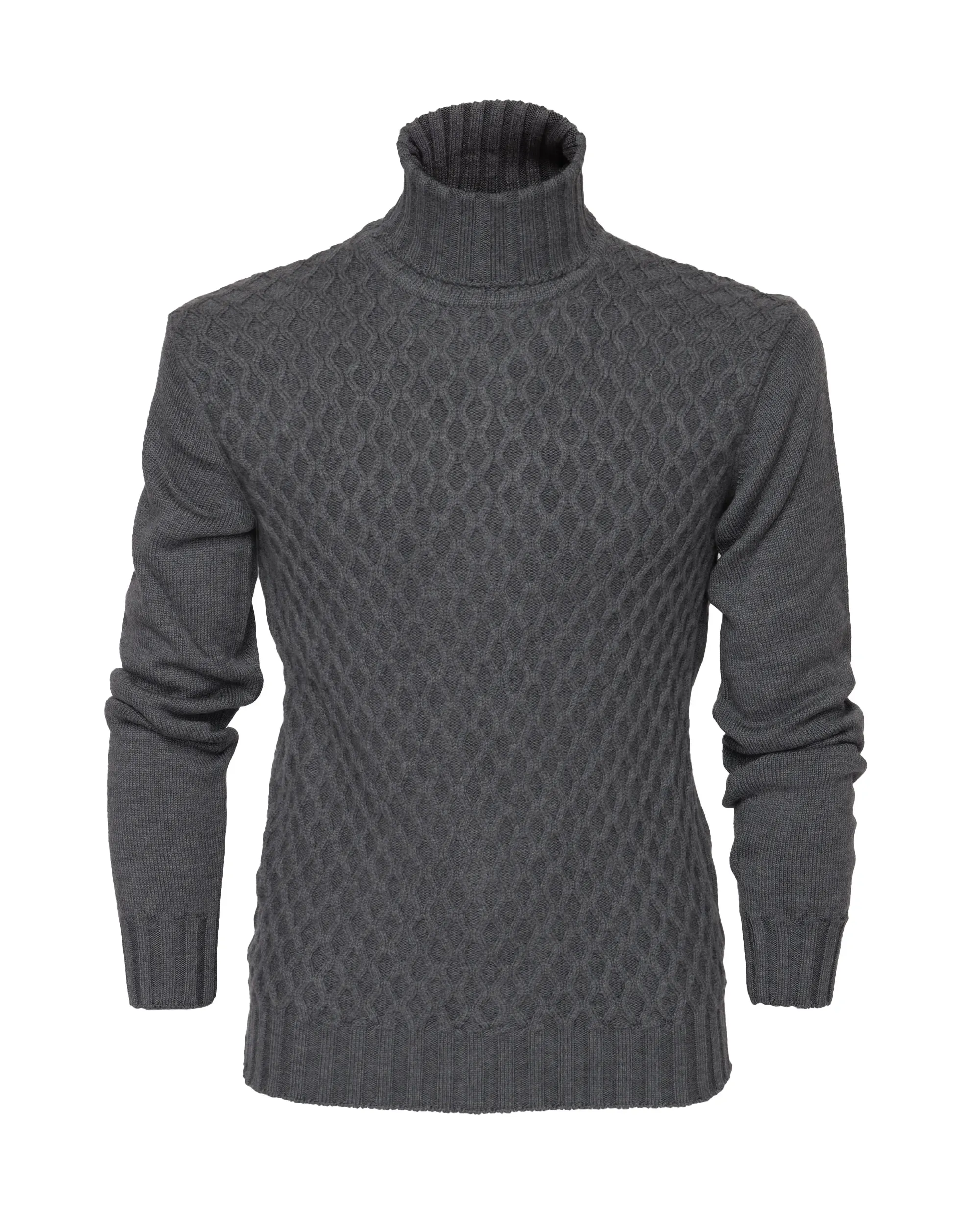 EZZELINO 6-PLY TURTLENECK SWEATER - DARK GREY - MERINO WOOL