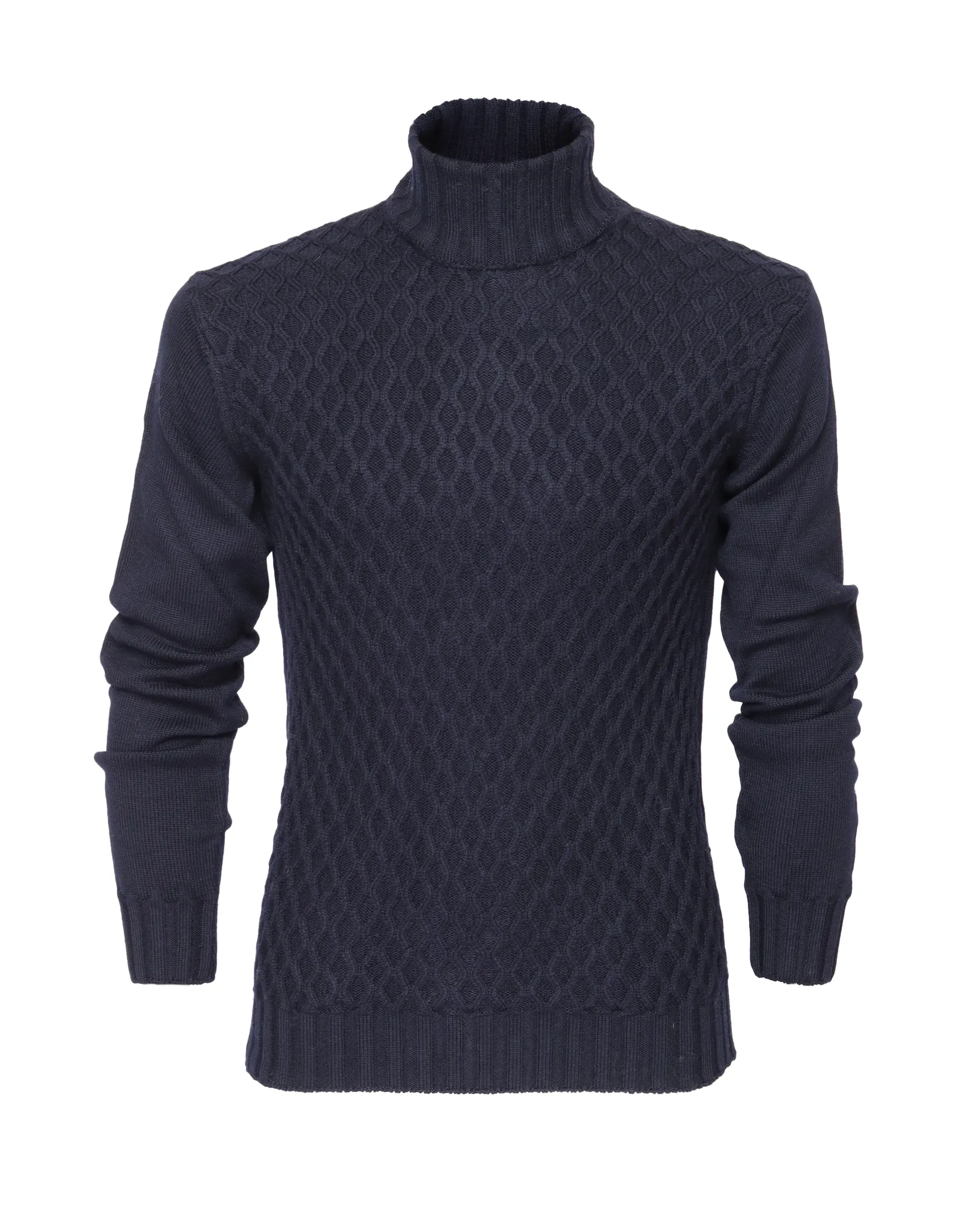 EZZELINO 6-PLY TURTLENECK SWEATER - NAVY BLUE - MERINO WOOL