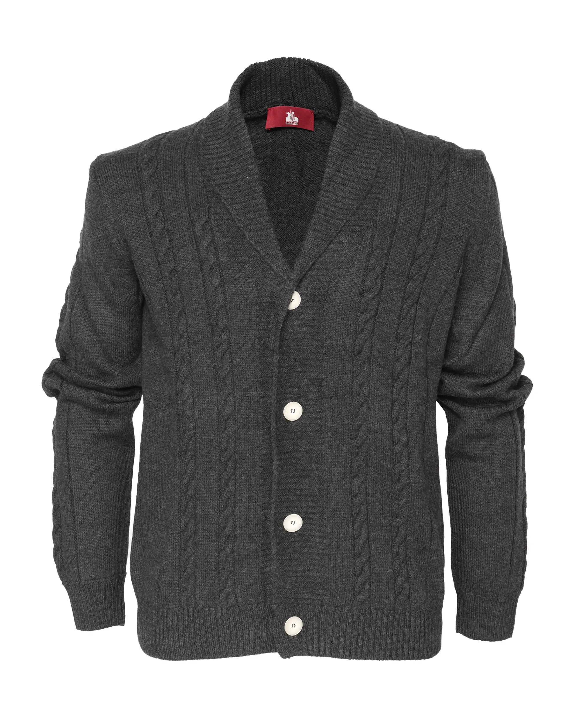 EZZELINO 6-PLY CARDIGAN SWEATER - GREY - MERINO WOOL