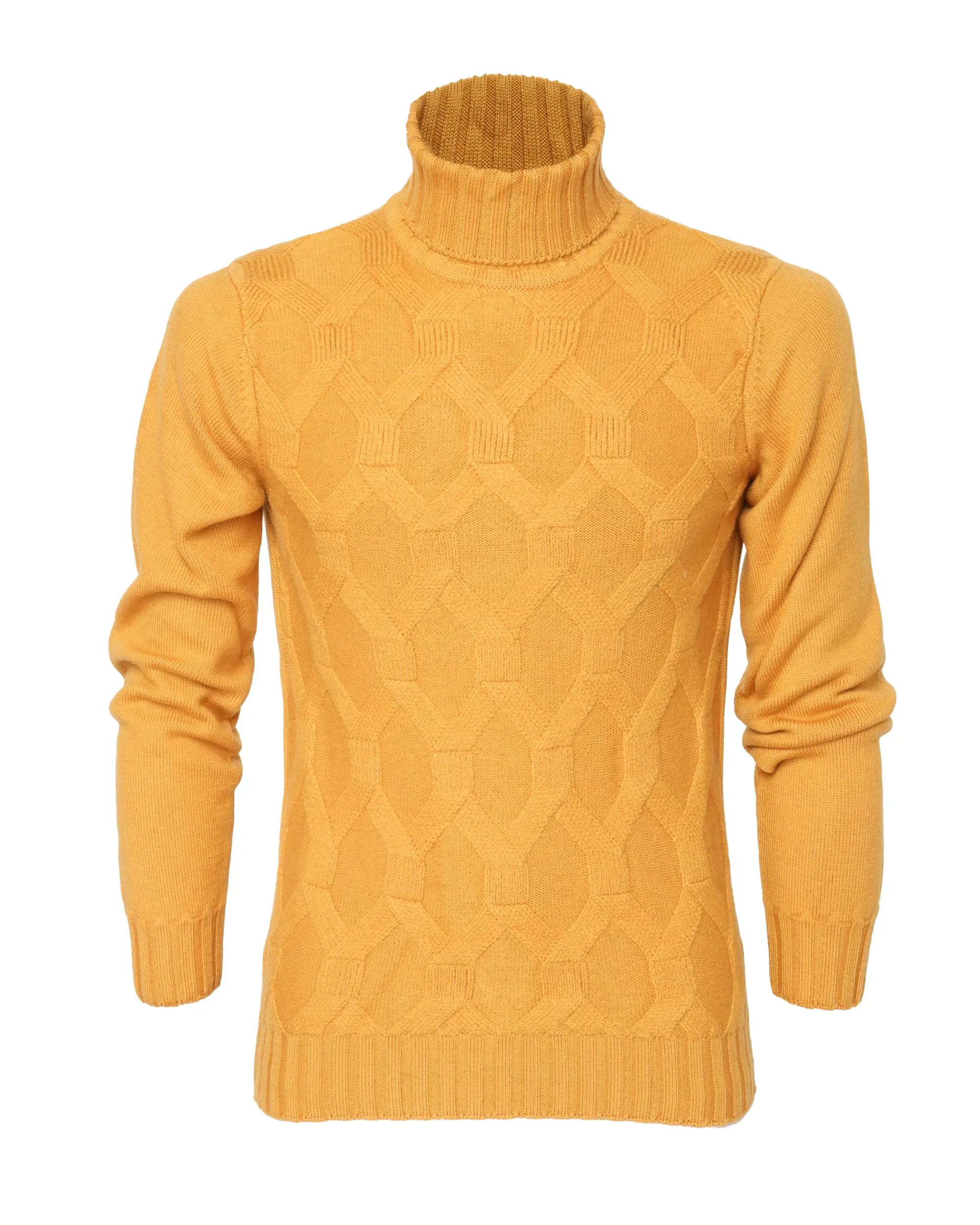 EZZELINO 6-PLY TURTLENECK SWEATER - YELLOW - MERINO WOOL
