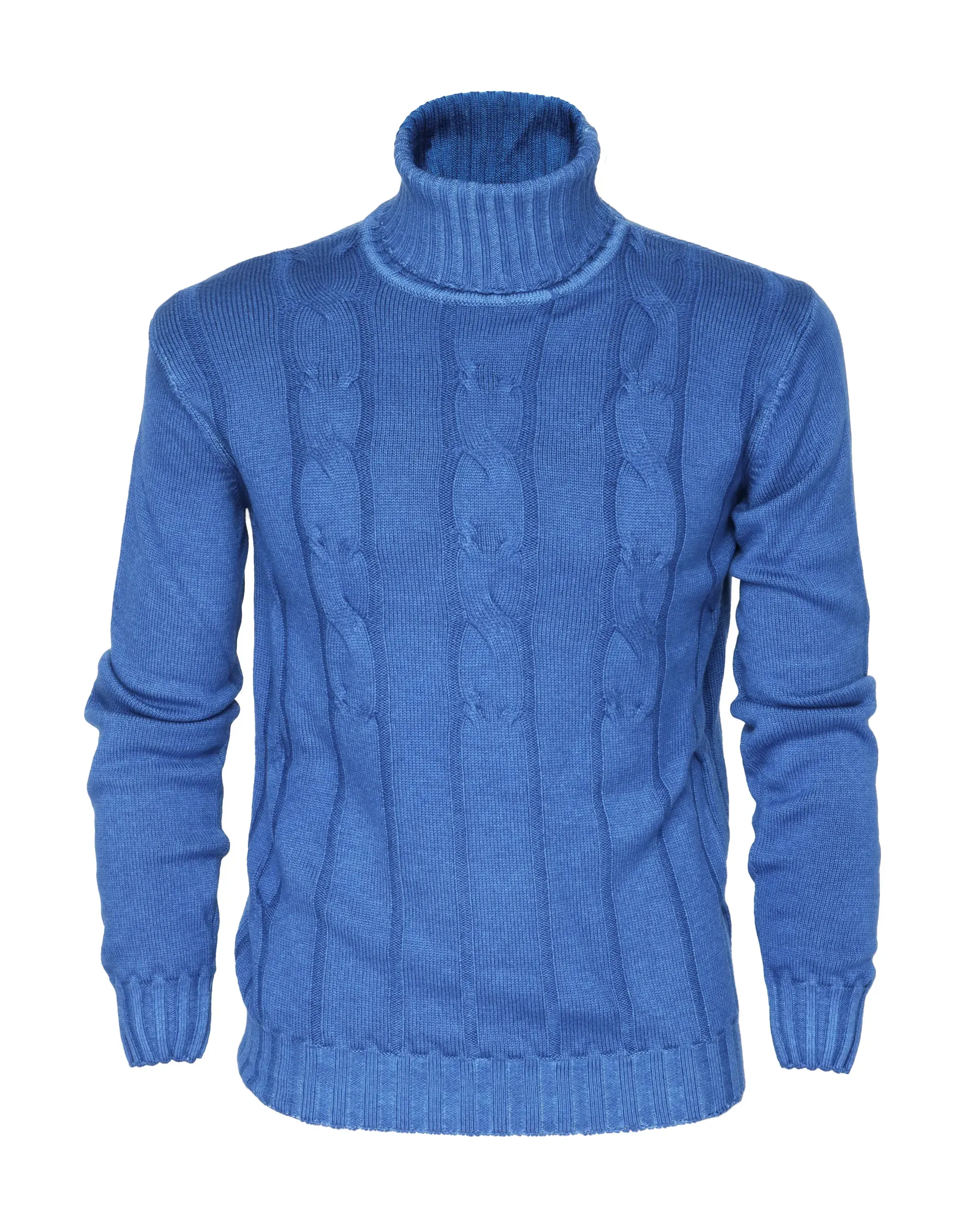 EZZELINO 6-PLY TURTLENECK SWEATER - BLUE - MERINO WOOL
