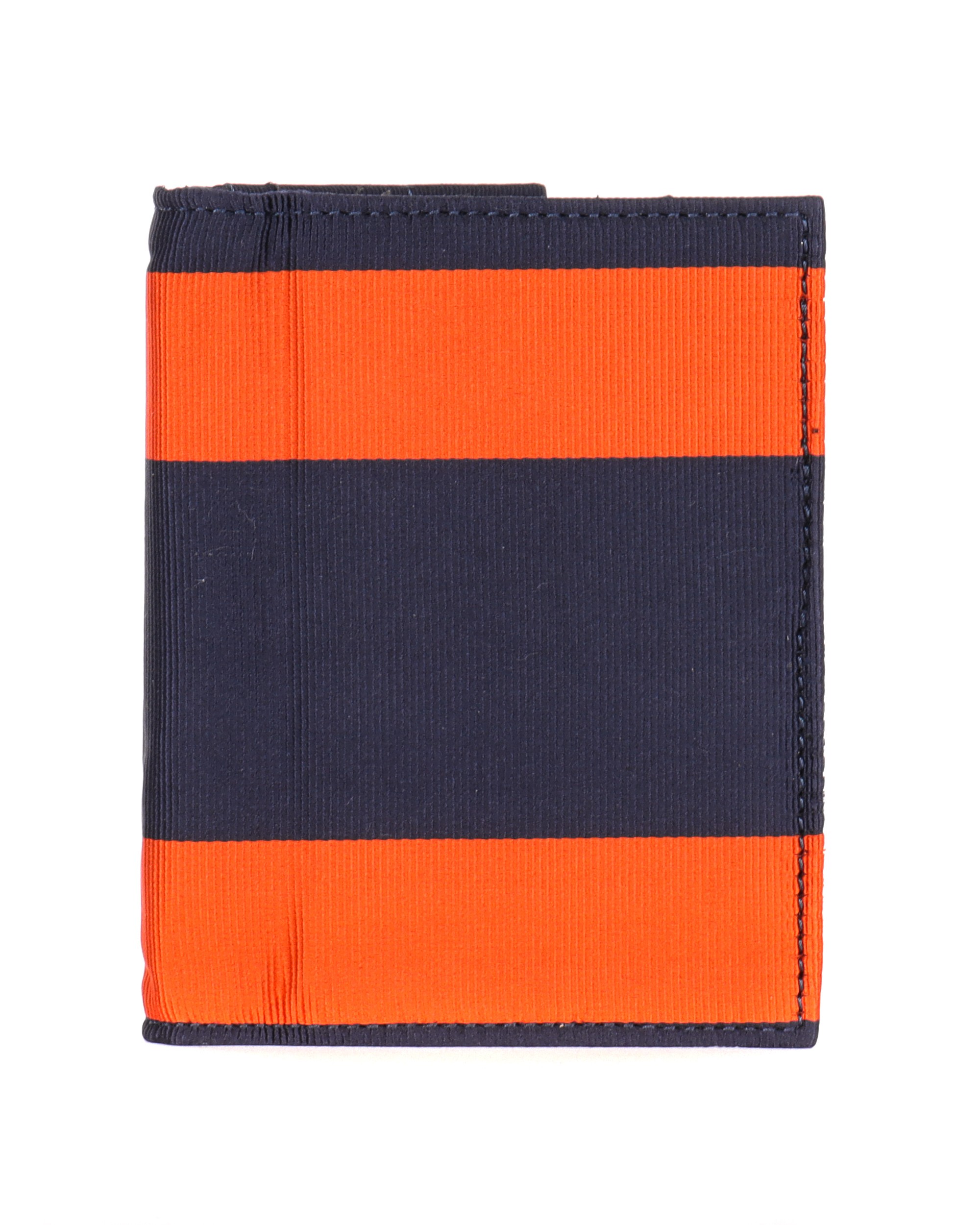 FINOLLO GENOVA WALLET - PURE SILK & LAMBSKIN - NAVY BLUE & ORANGE