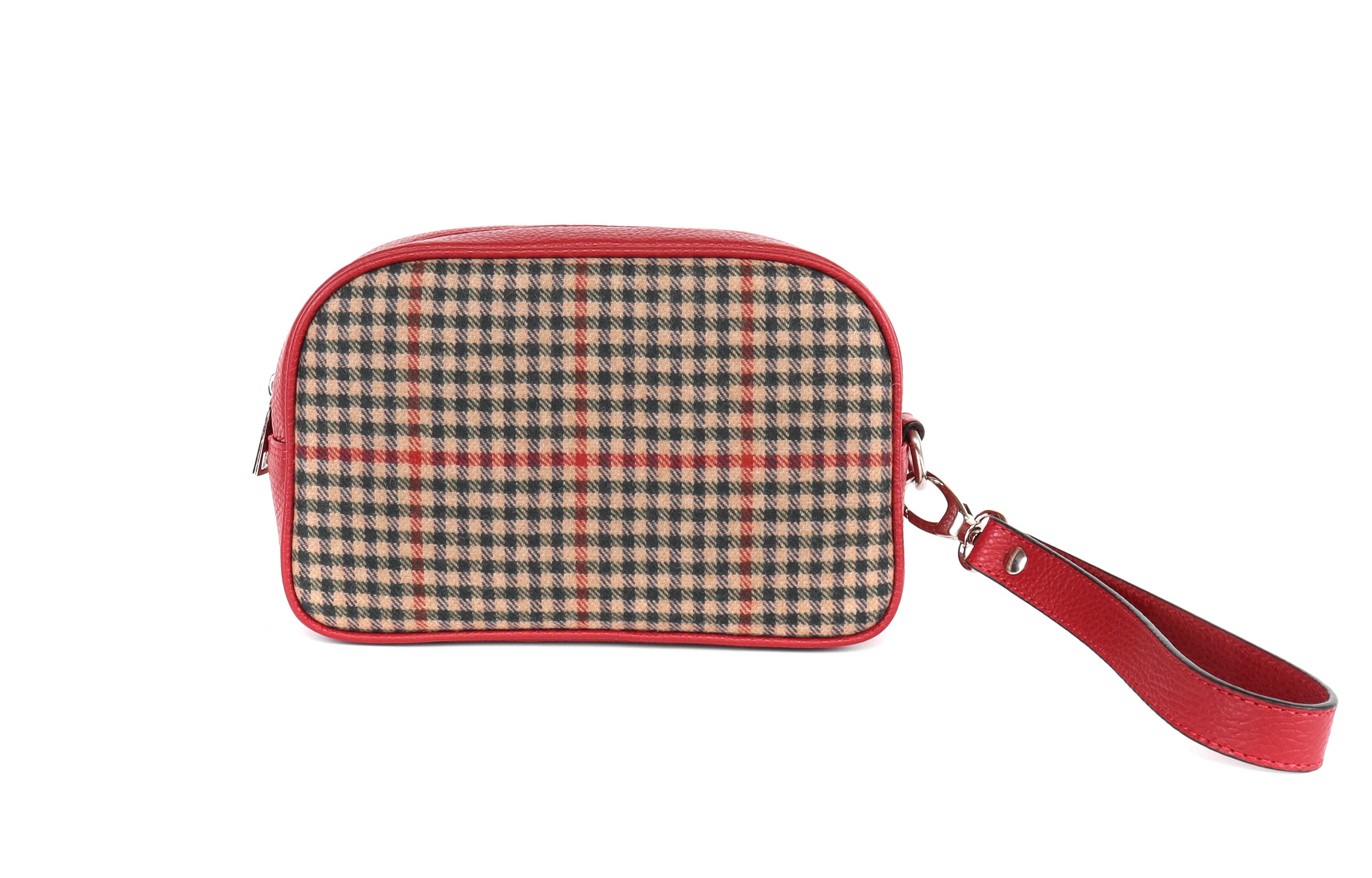 FRATELLI NOVIELLO CLUTCH BAG - RED, BEIGE & GREEN - CASHMERE & GUANACO
