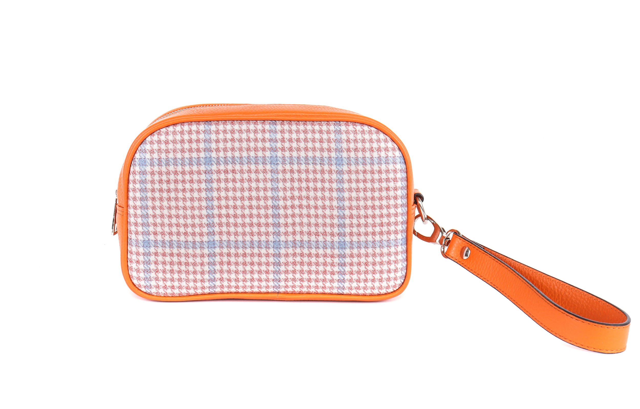 FRATELLI NOVIELLO CLUTCH BAG - ORANGE, WHITE, CORAL & SKY BLUE - CASHMERE & VICUNA