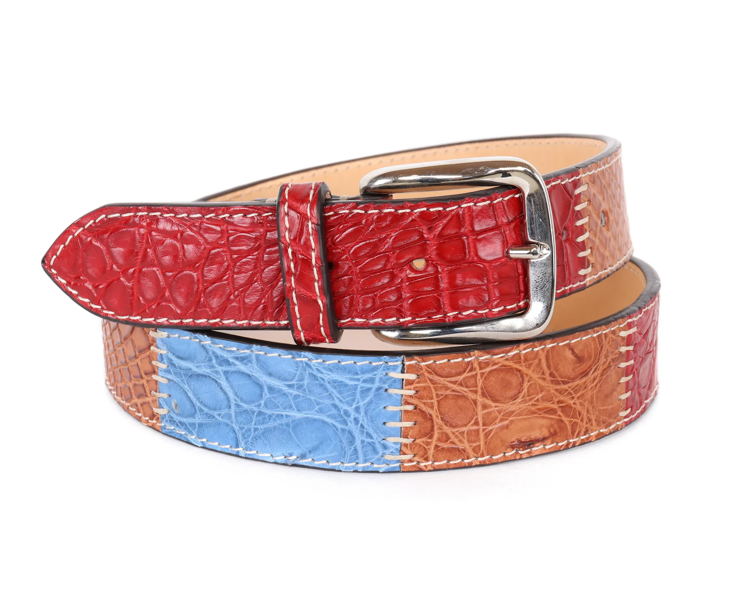 FRATELLI NOVIELLO BELT - MULTICOLOR - GENUINE CROCODILE LEATHER