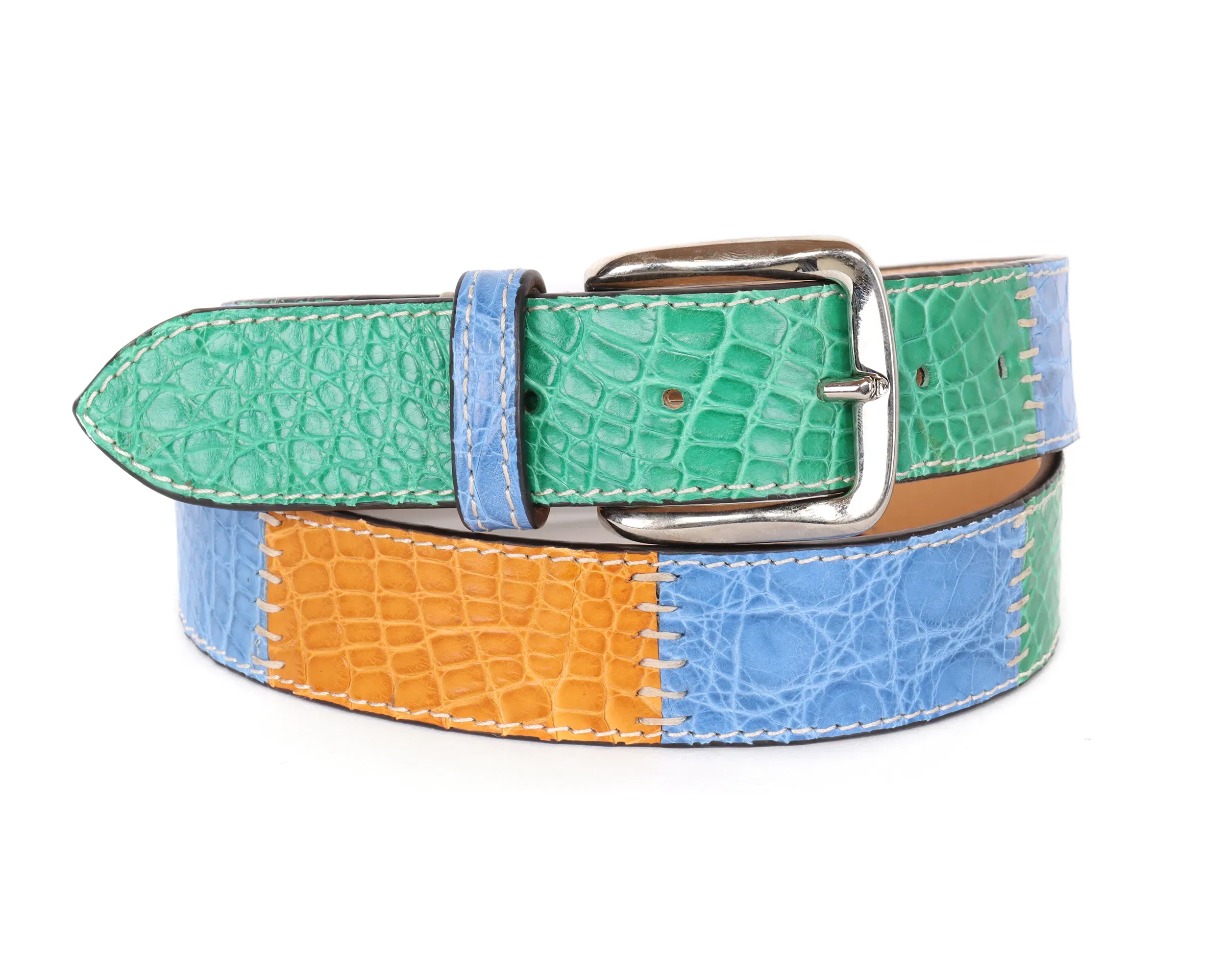 FRATELLI NOVIELLO BELT - MULTICOLOR - GENUINE CROCODILE LEATHER