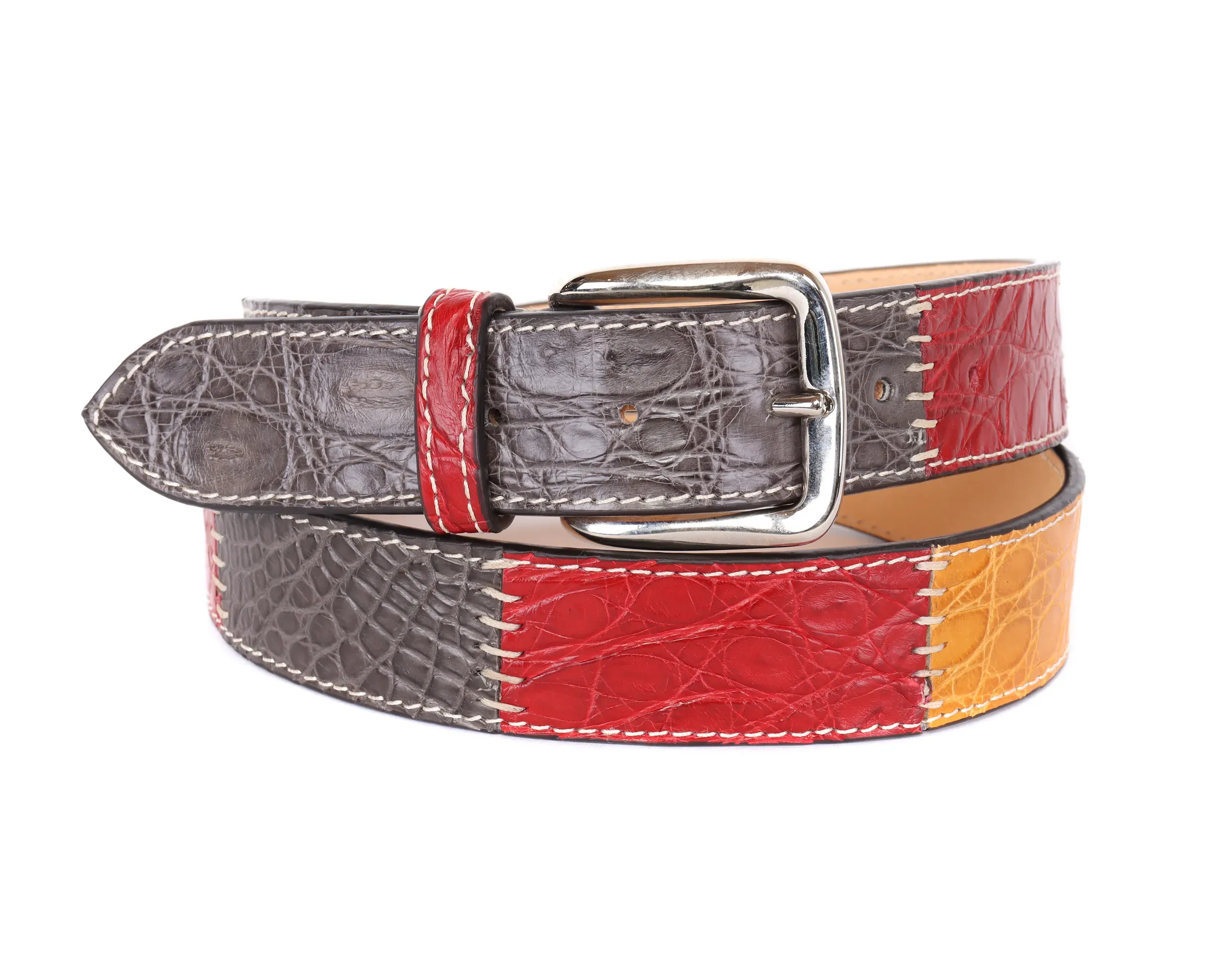 FRATELLI NOVIELLO BELT - MULTICOLOR - GENUINE CROCODILE LEATHER