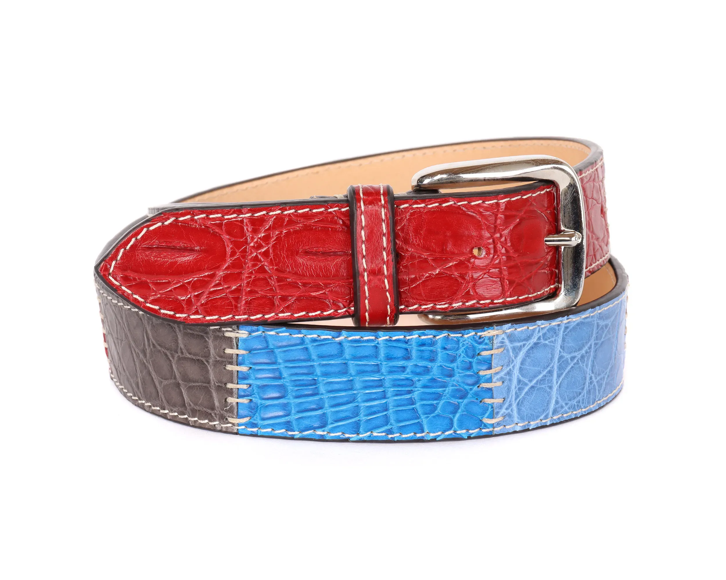 FRATELLI NOVIELLO BELT - MULTICOLOR - GENUINE CROCODILE LEATHER