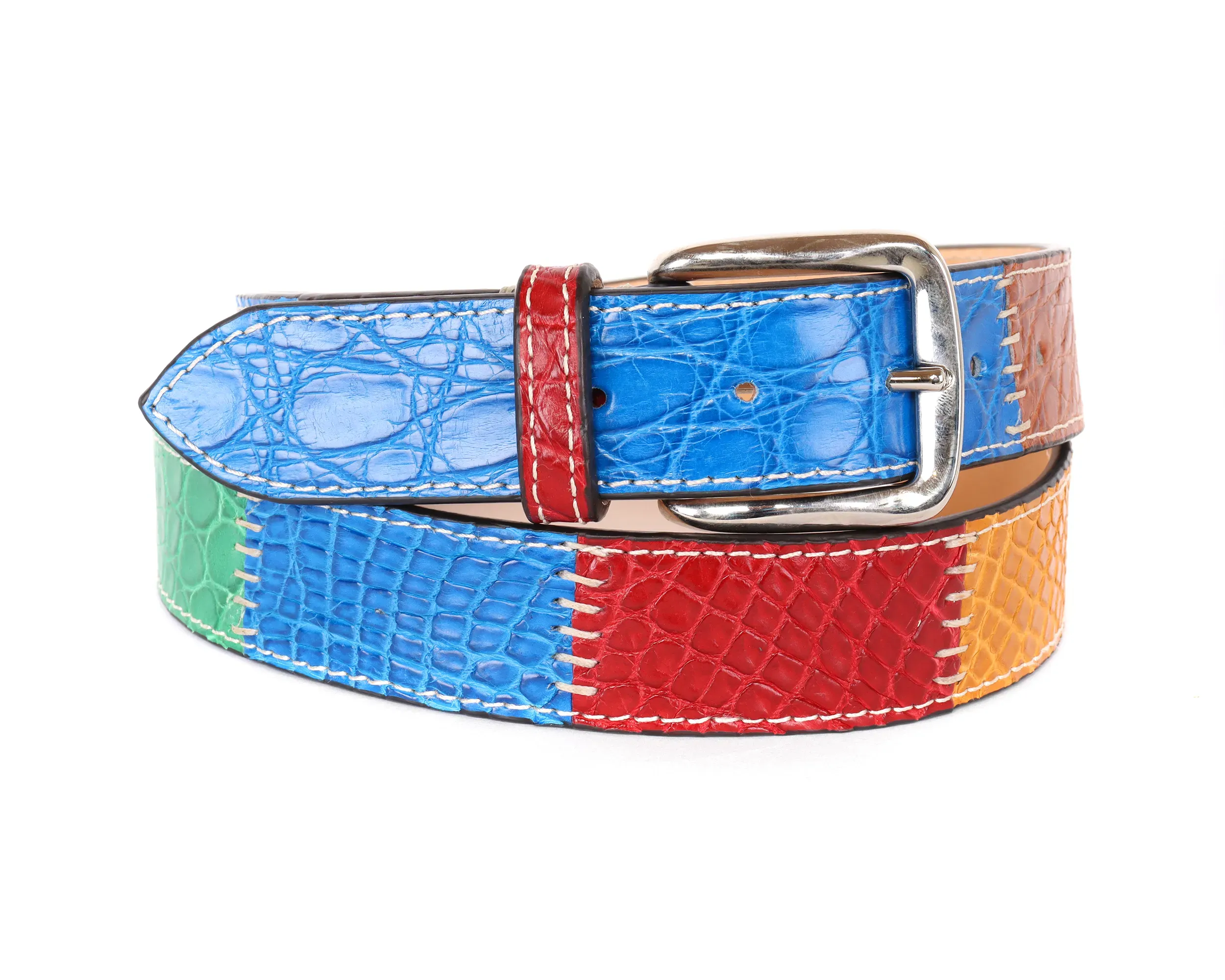 FRATELLI NOVIELLO BELT - MULTICOLOR - GENUINE CROCODILE LEATHER