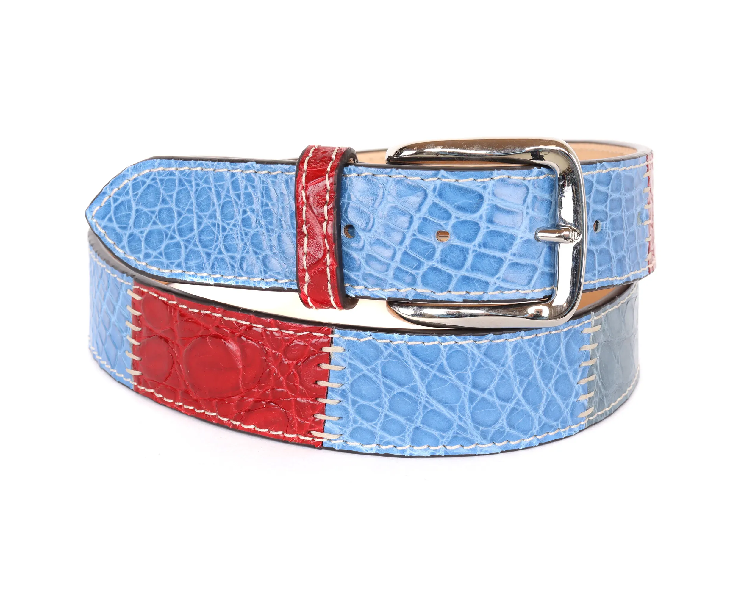 FRATELLI NOVIELLO BELT - MULTICOLOR - GENUINE CROCODILE LEATHER