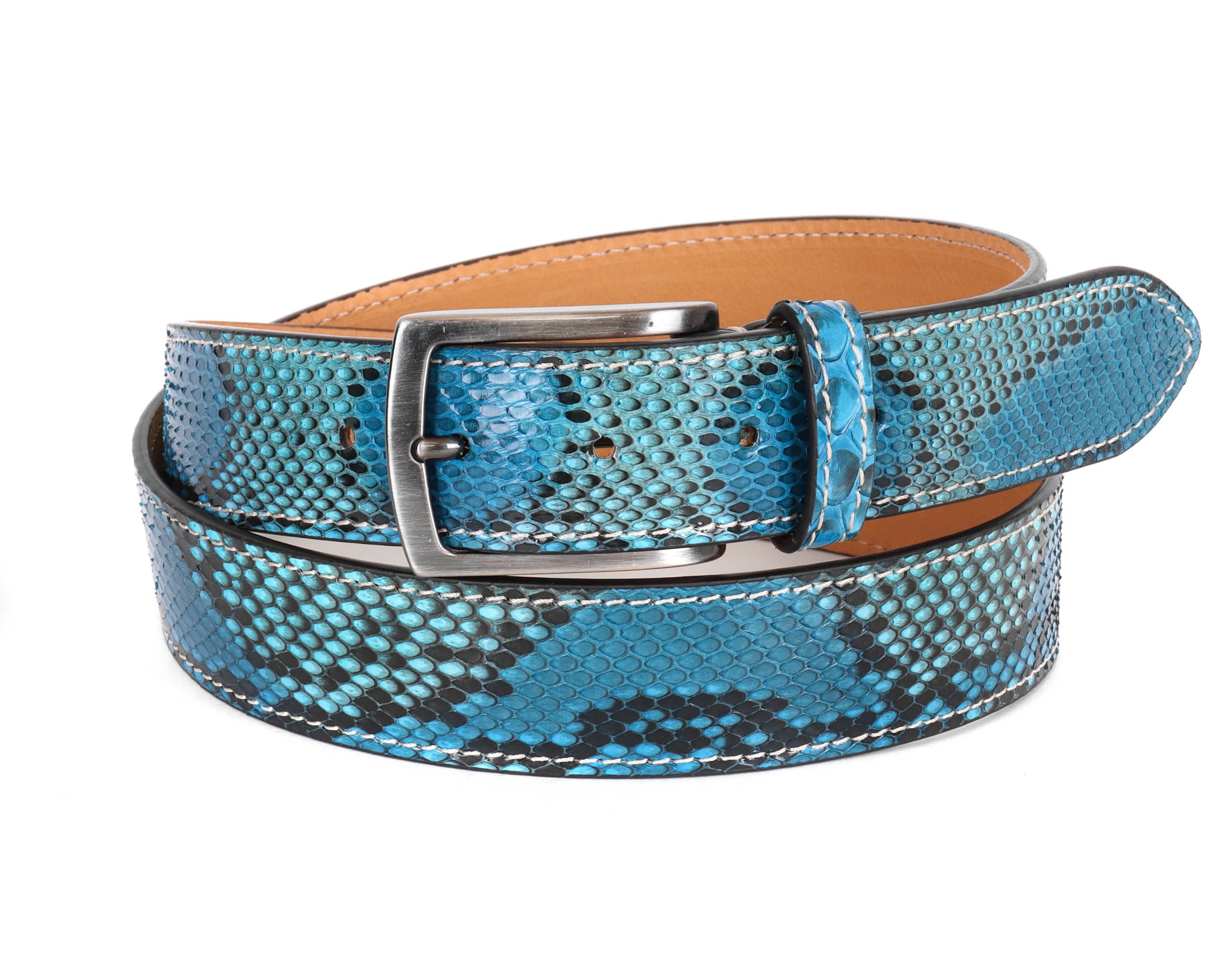 FRATELLI NOVIELLO BELT - TURQUOISE & BLUE - GENUINE PYTHON SNAKESKIN