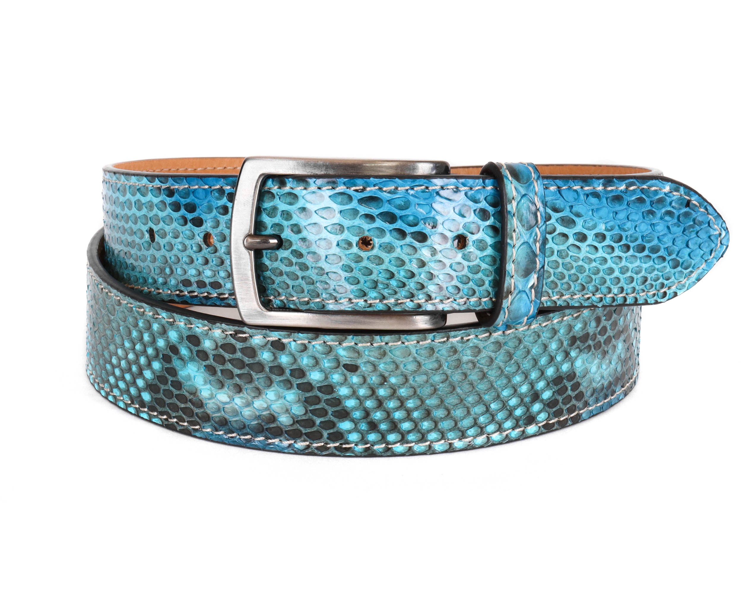 FRATELLI NOVIELLO BELT - TURQUOISE - GENUINE PYTHON SNAKESKIN
