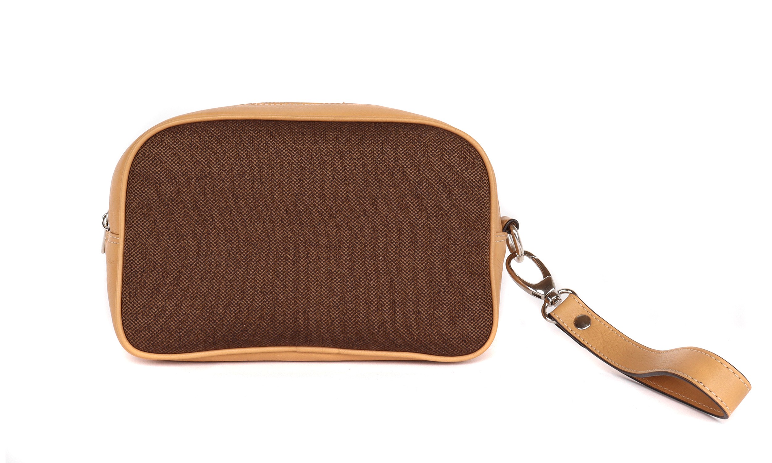 FRATELLI NOVIELLO CLUTCH BAG - BEIGE & BROWN - PURE CASHMERE