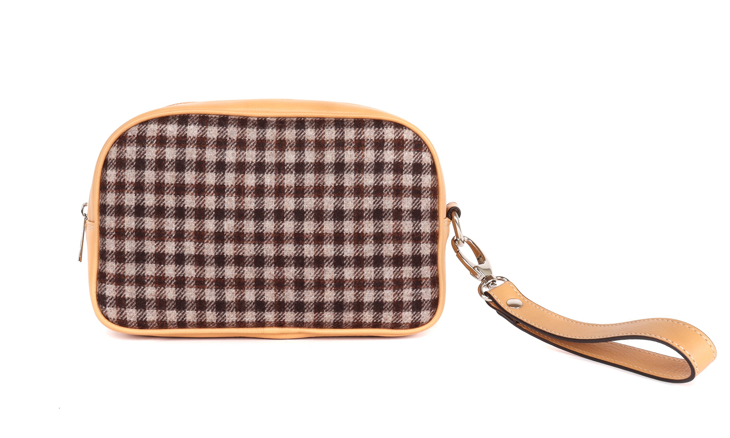 FRATELLI NOVIELLO CLUTCH BAG - BEIGE & BROWN - CASHMERE & VICUNA