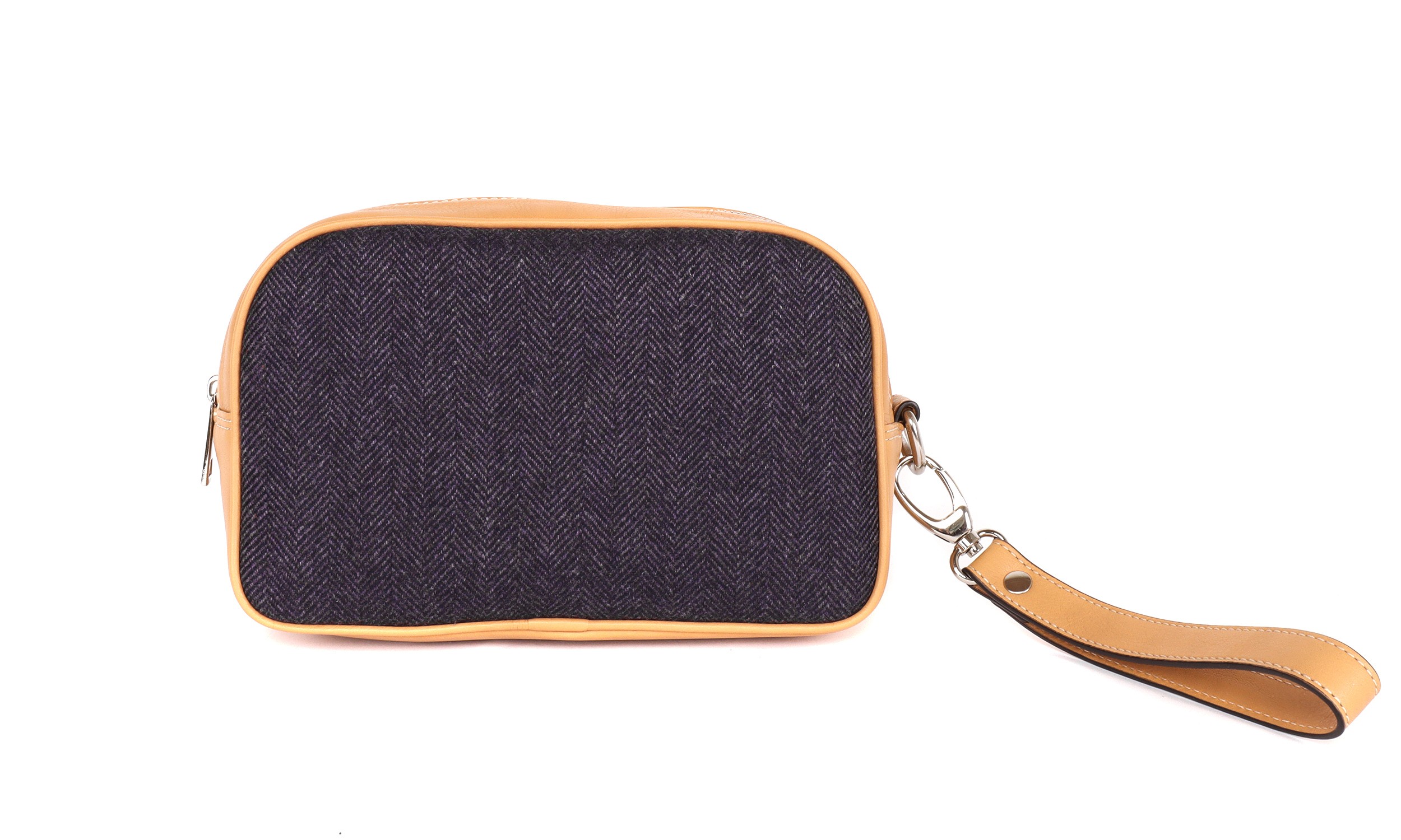 FRATELLI NOVIELLO CLUTCH BAG - BEIGE, BLUE & PURPLE - CASHMERE & VICUNA