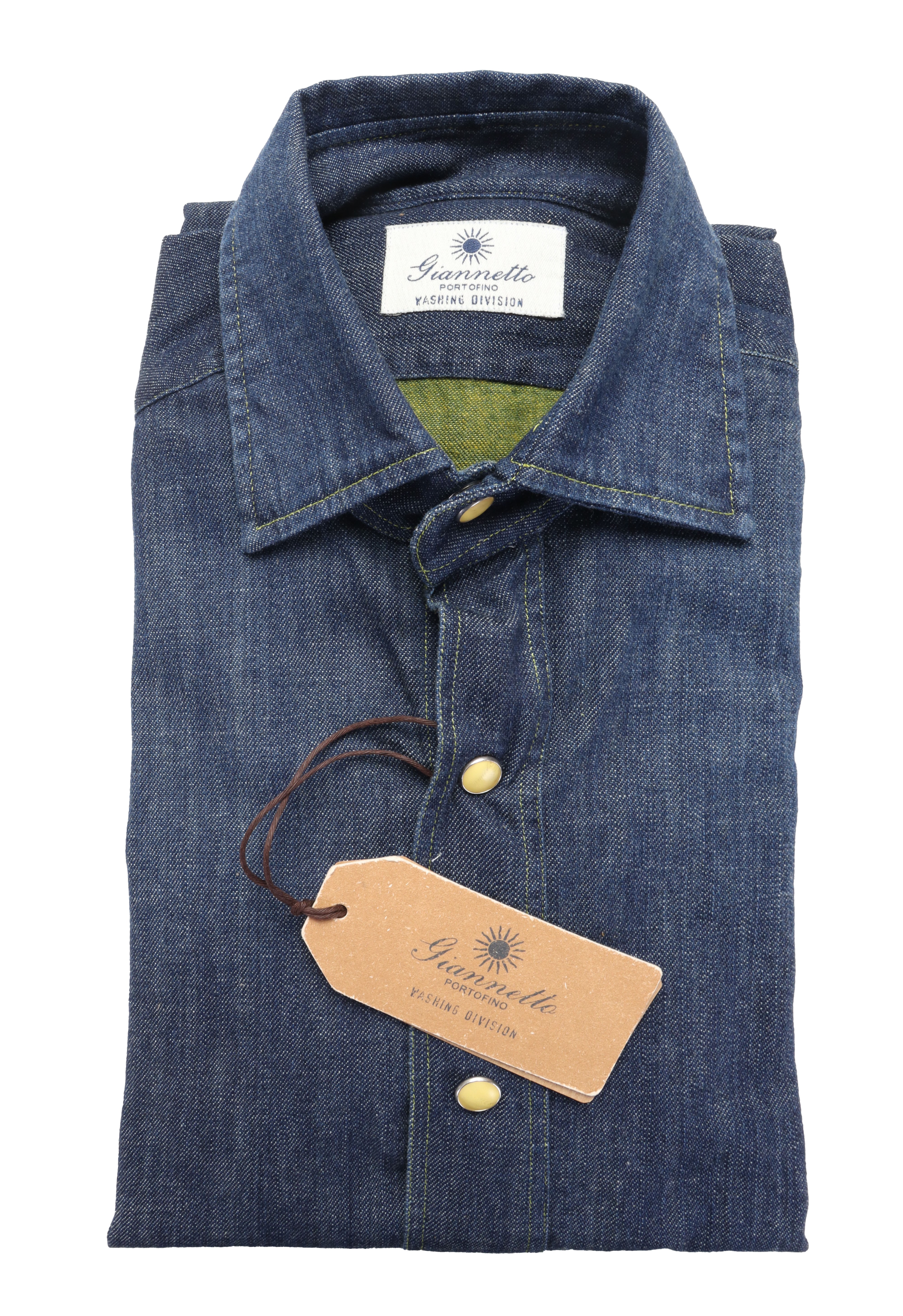 GIANNETTO PORTOFINO SHIRT - BLUE  - COTTON DENIM