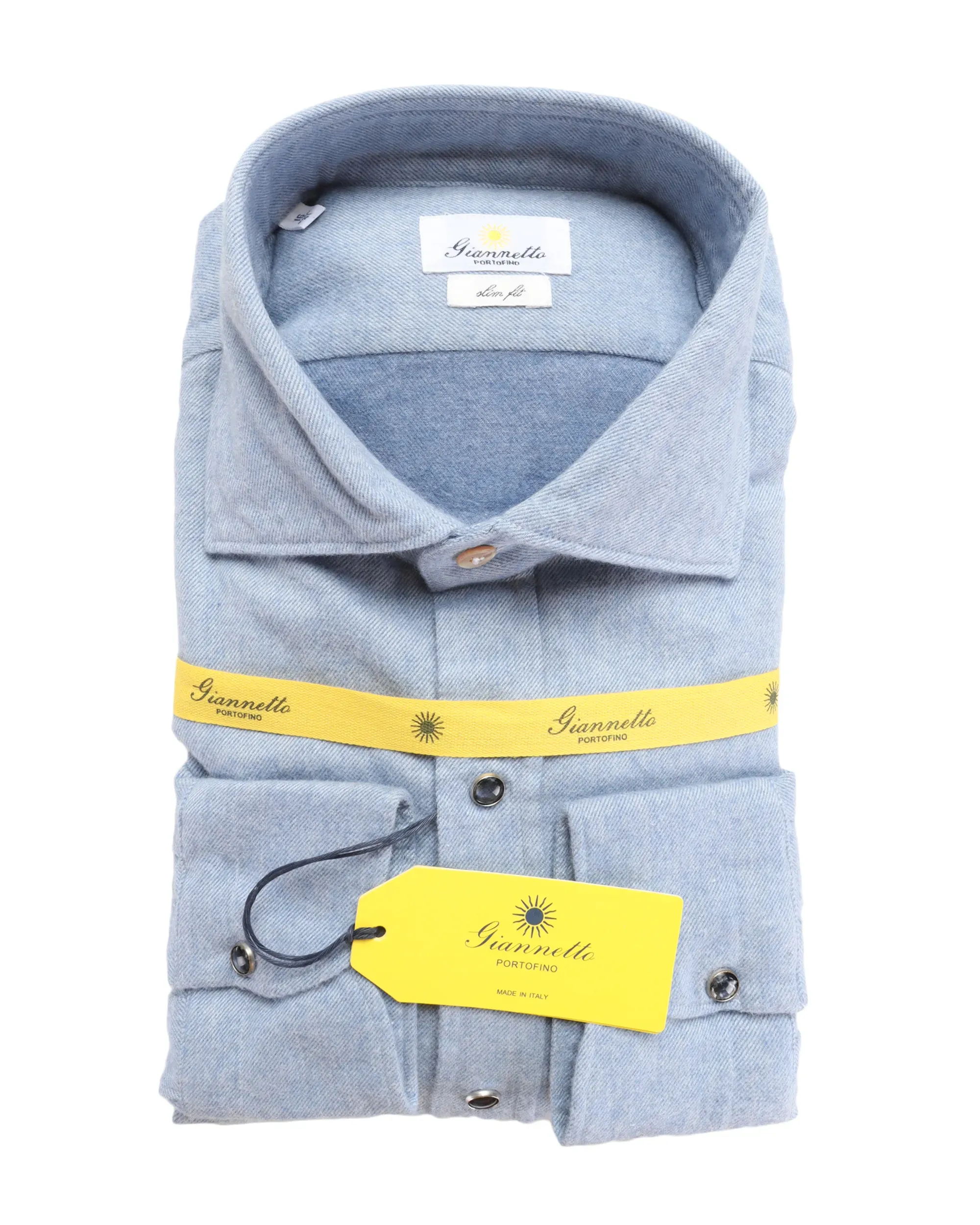 GIANNETTO PORTOFINO SHIRT - BLUE - COTTON FLANNEL