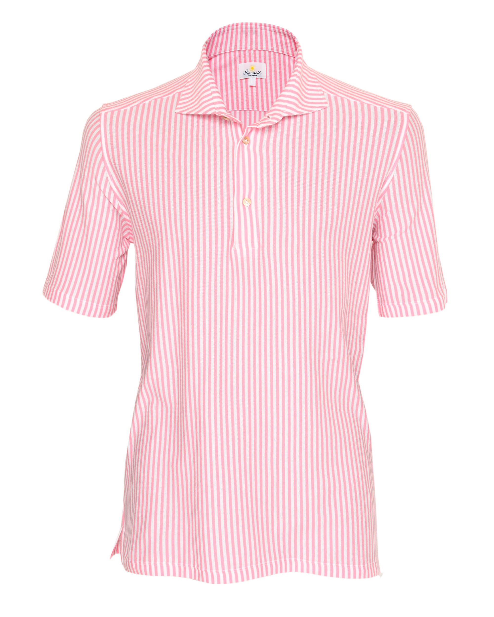 GIANNETTO PORTOFINO POLO SHIRT - WHITE & PINK - COTTON PIQUE'